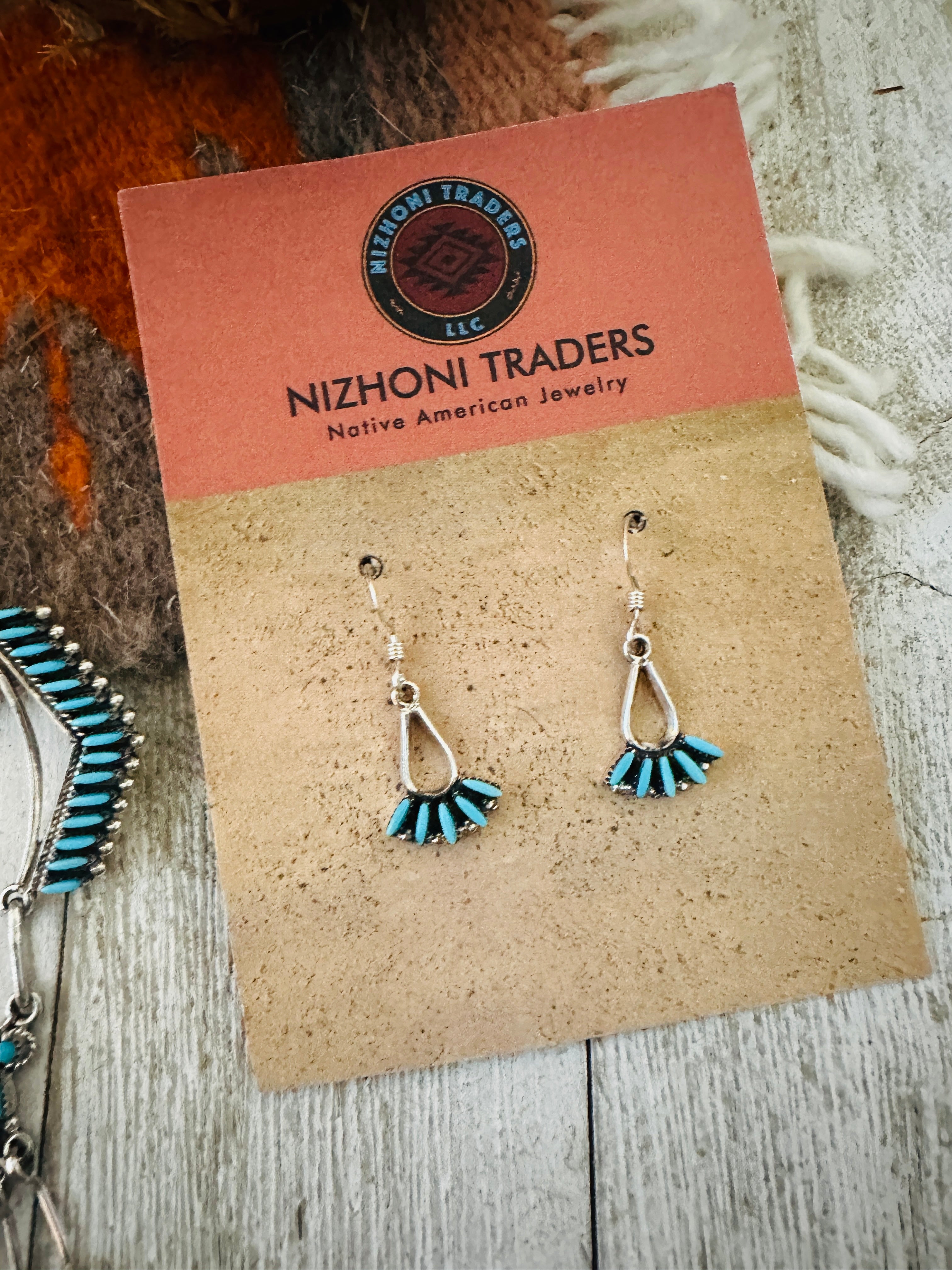 Handcrafted Sterling Silver & Turquoise Needlepoint Necklace Set