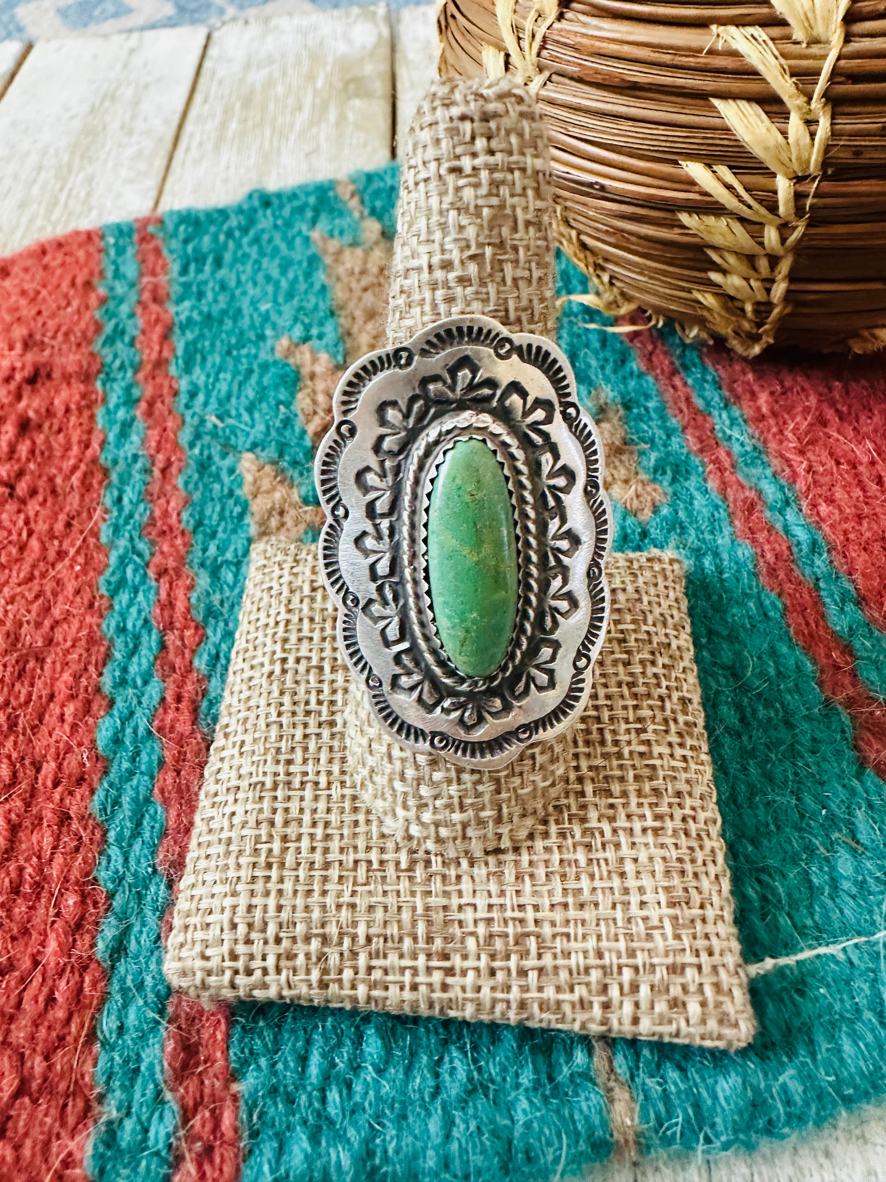 Handcrafted Turquoise & Sterling Silver Concho Ring