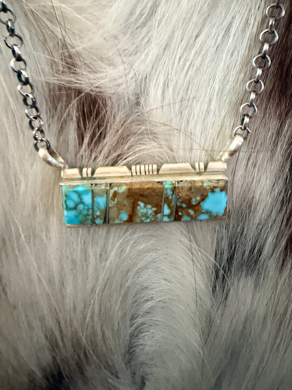 Handcrafted Turquoise & Sterling Silver Bar Necklace