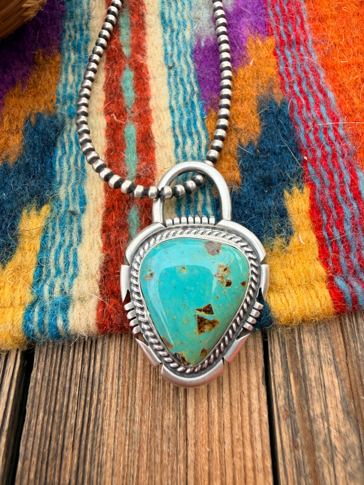 Handcrafted Sterling Silver & Turquoise Pendant by Jon McCray