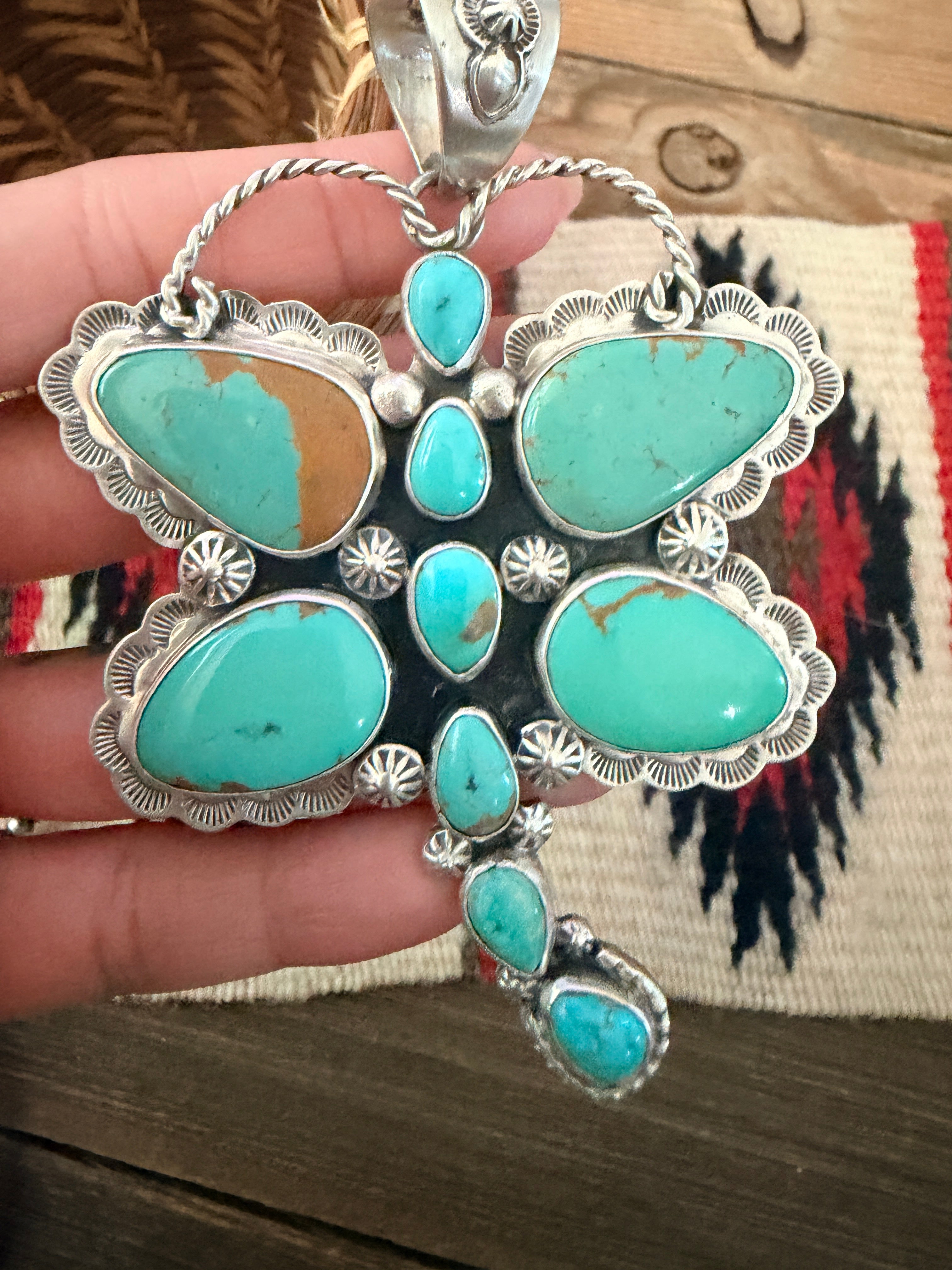 Handcrafted Sterling Silver & Turquoise Dragonfly Pendant by Alice McShirley