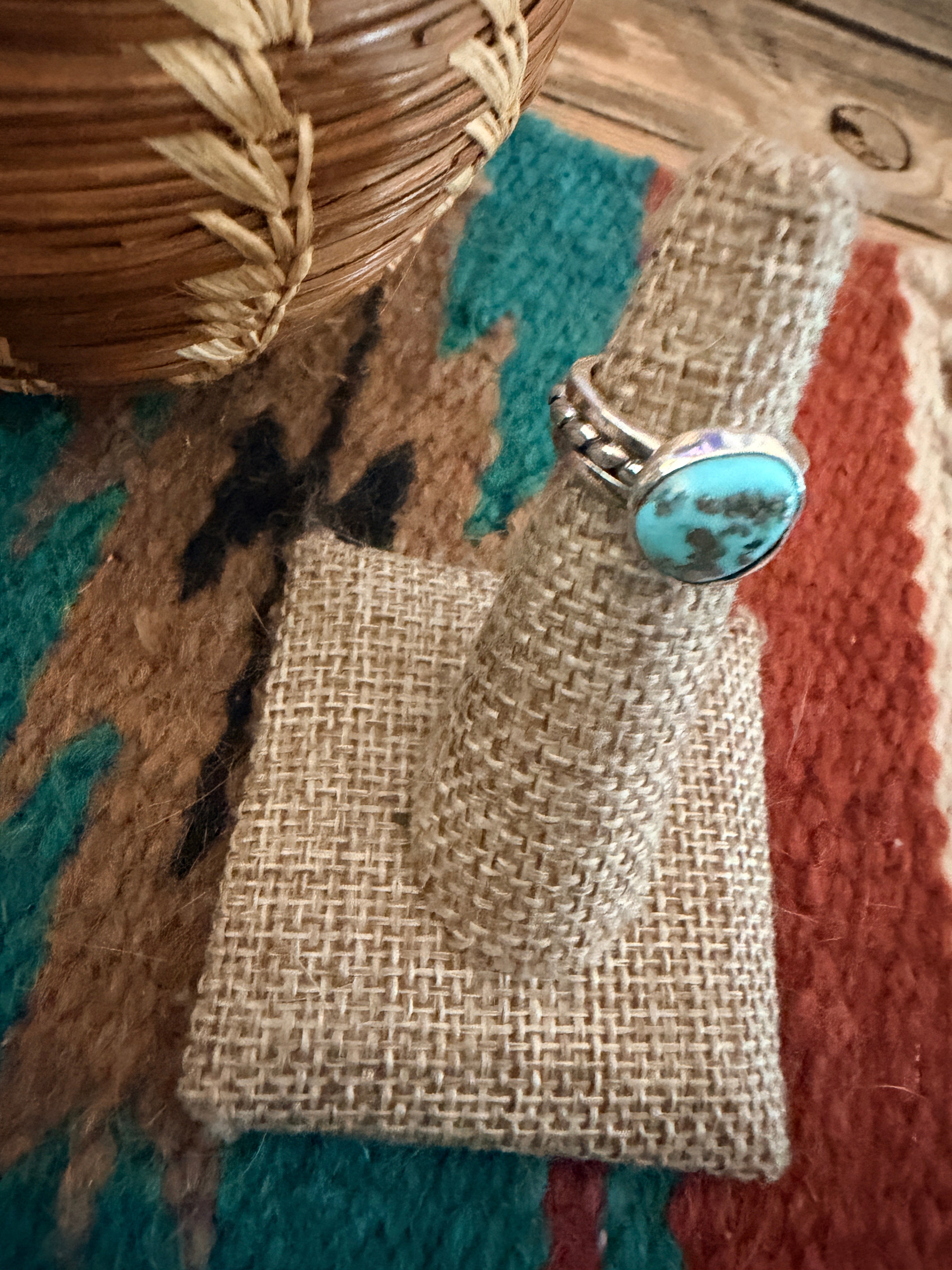 Handcrafted Turquoise & Sterling Silver Ring Size 4.75