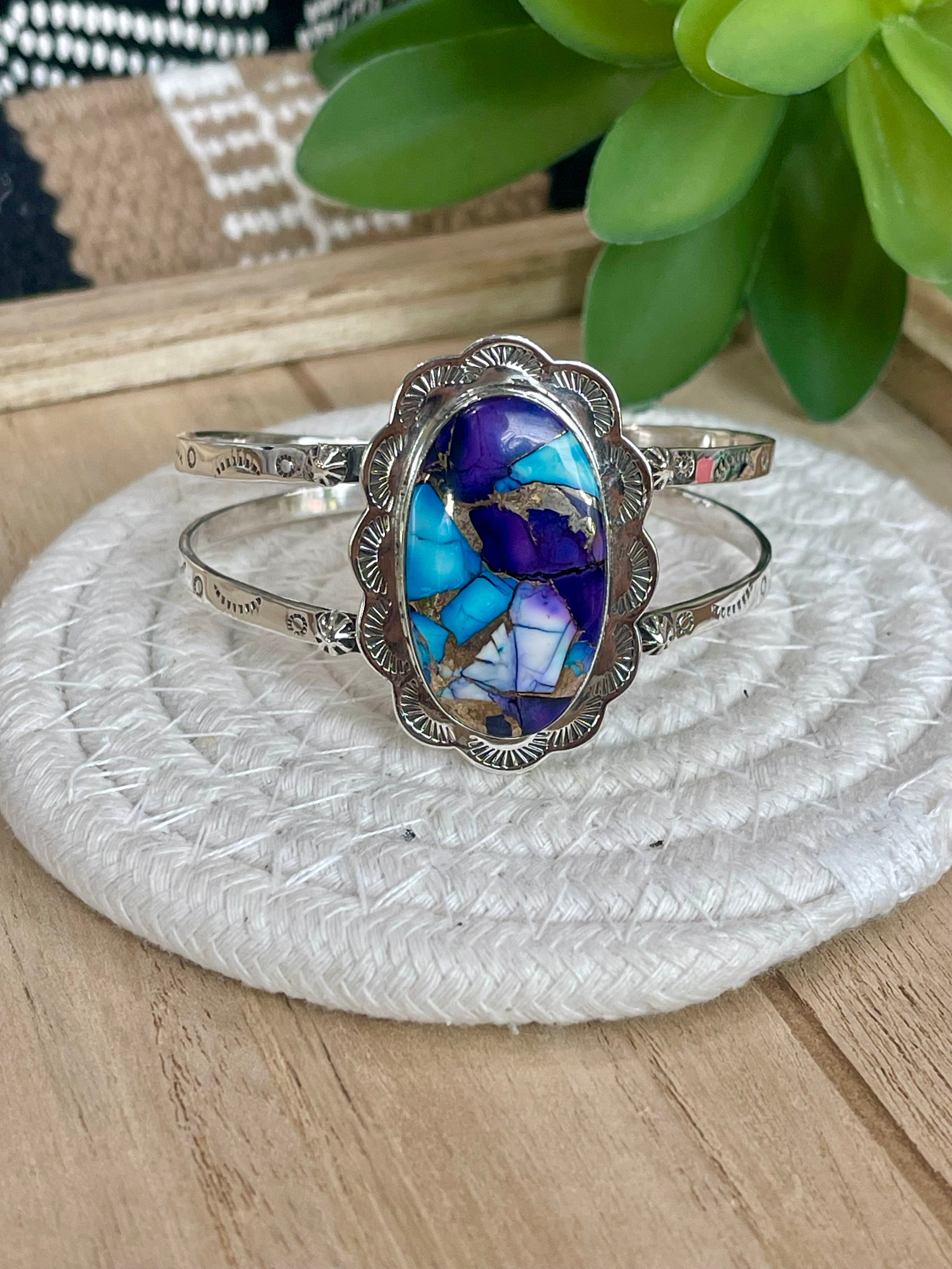 Handmade Purple Dream Mojave & Sterling Silver Cuff Bracelet