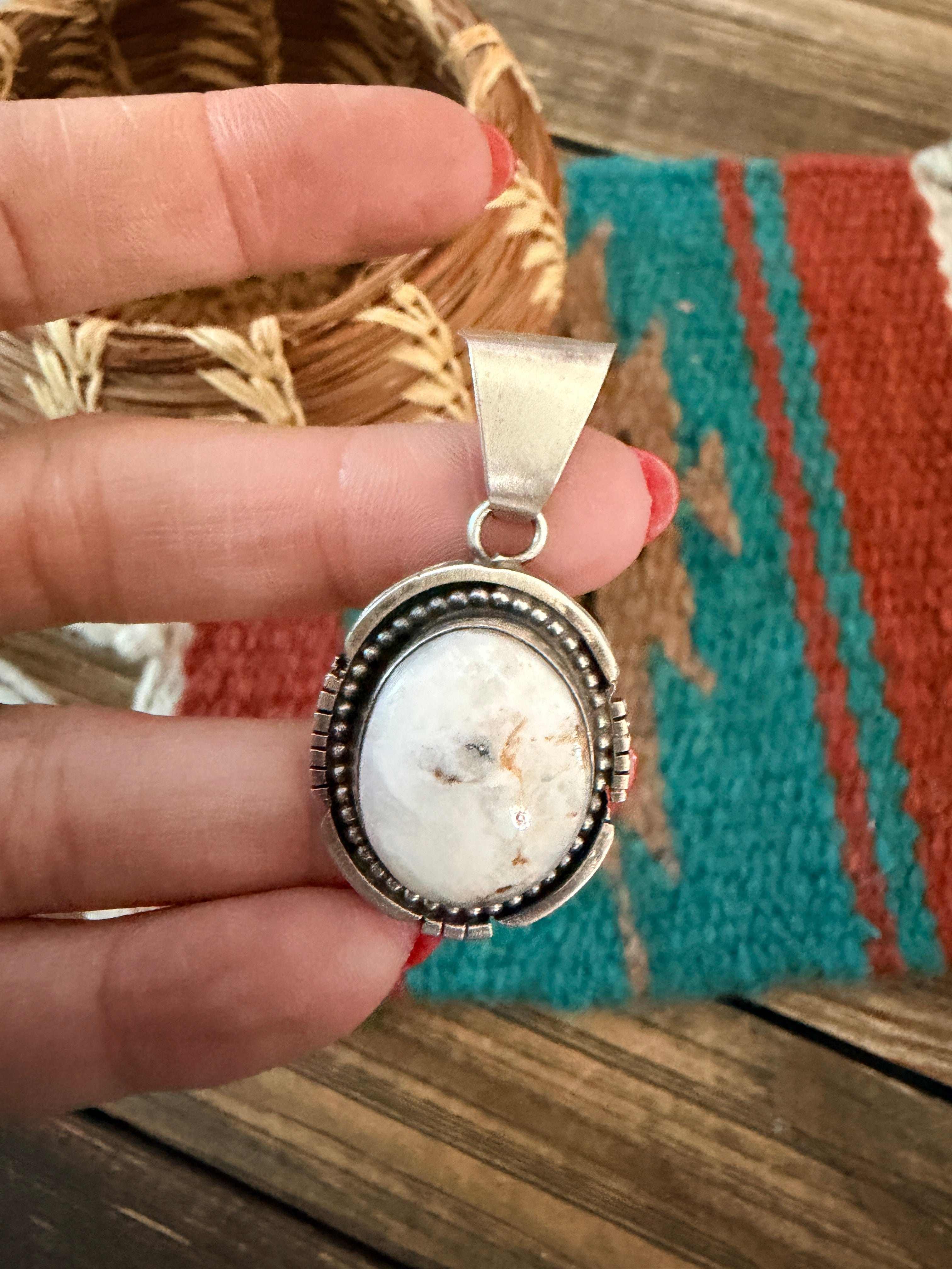 Handcrafted Sterling Silver & White Buffalo Pendant