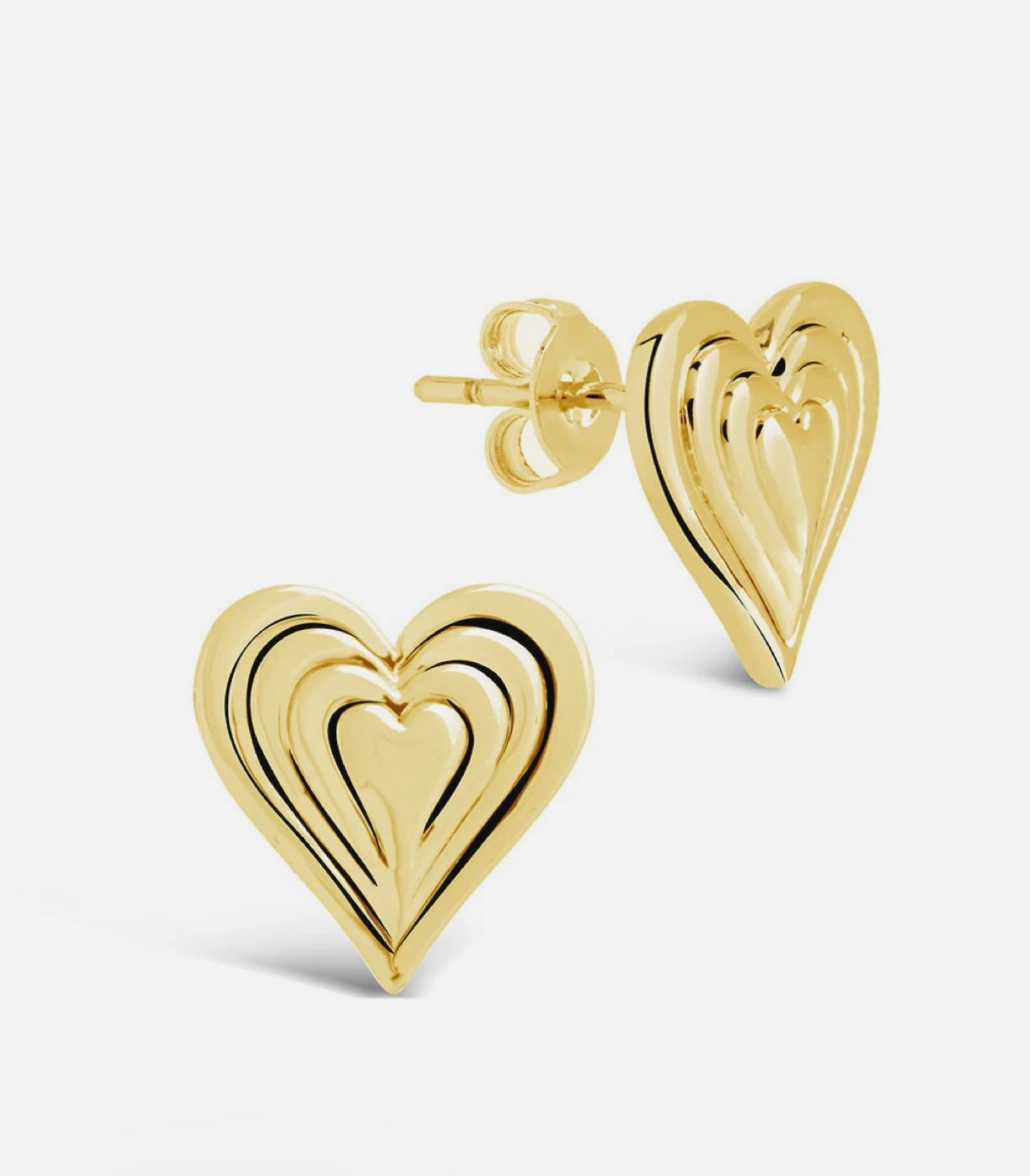 Beating Heart Stud Gold Plated Earrings
