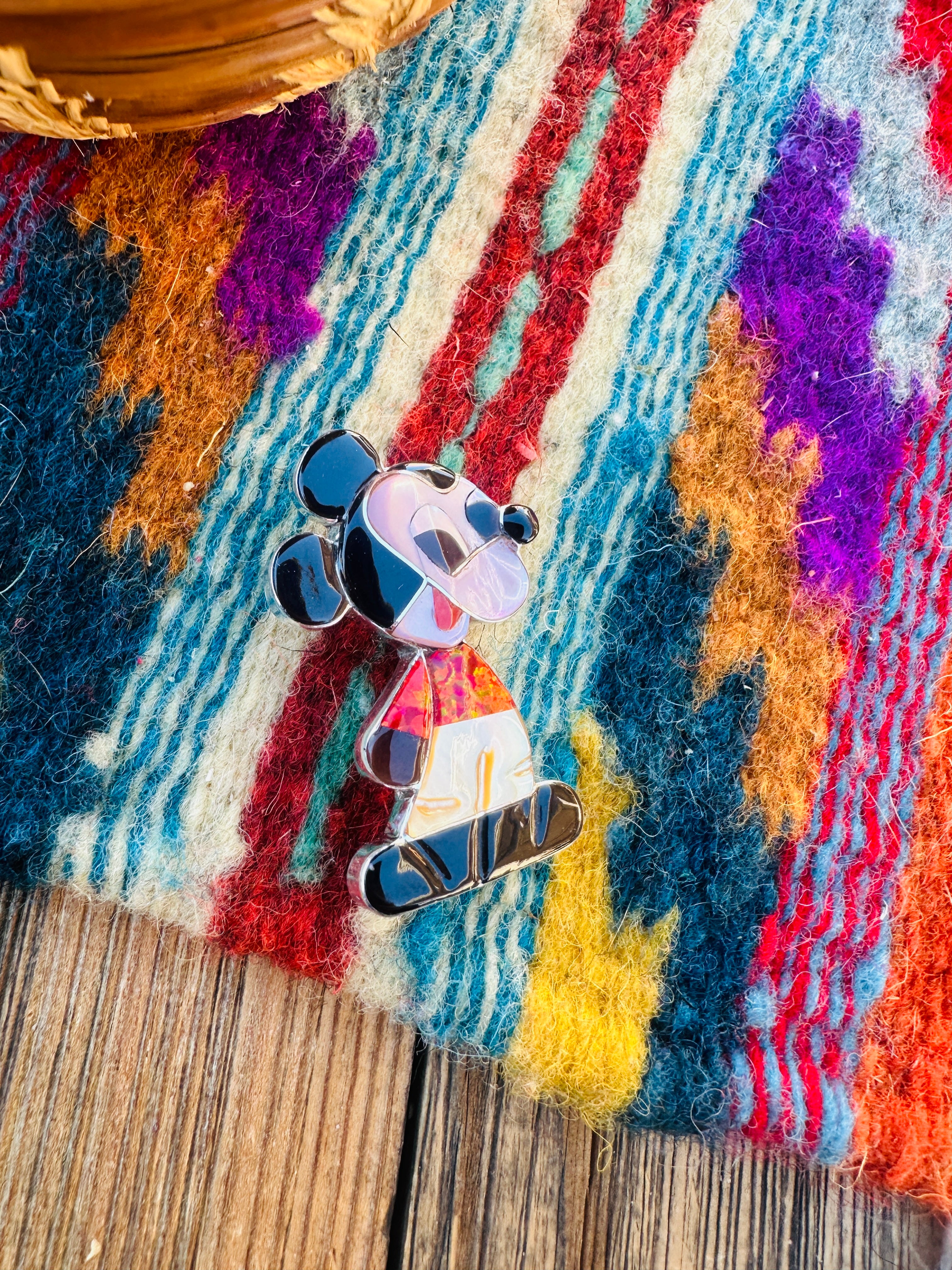 Handcrafted Sterling Silver and Multi Stone Character Brooch/ Pendant