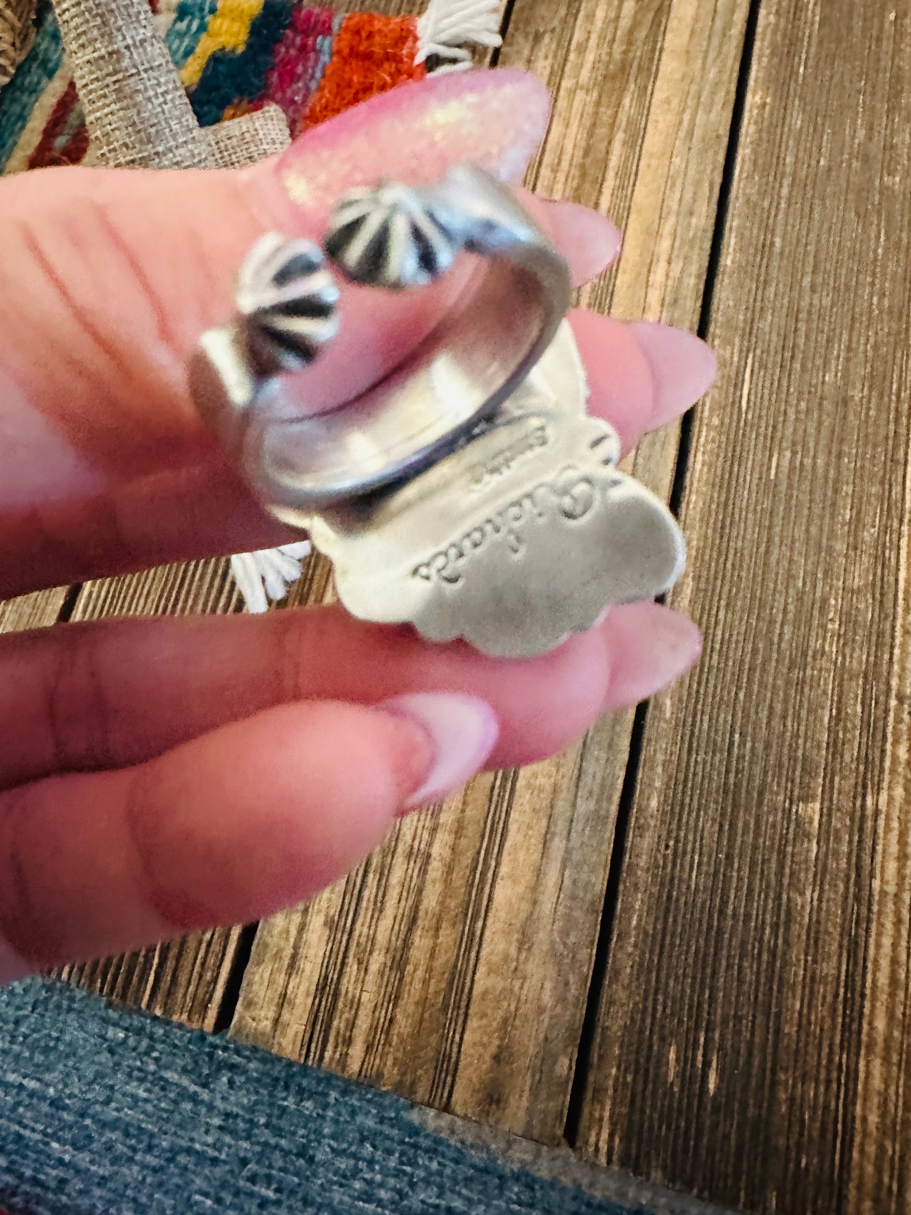 Handcrafted Turquoise & Sterling Silver Adjustable Cluster Ring by Elouise Richards