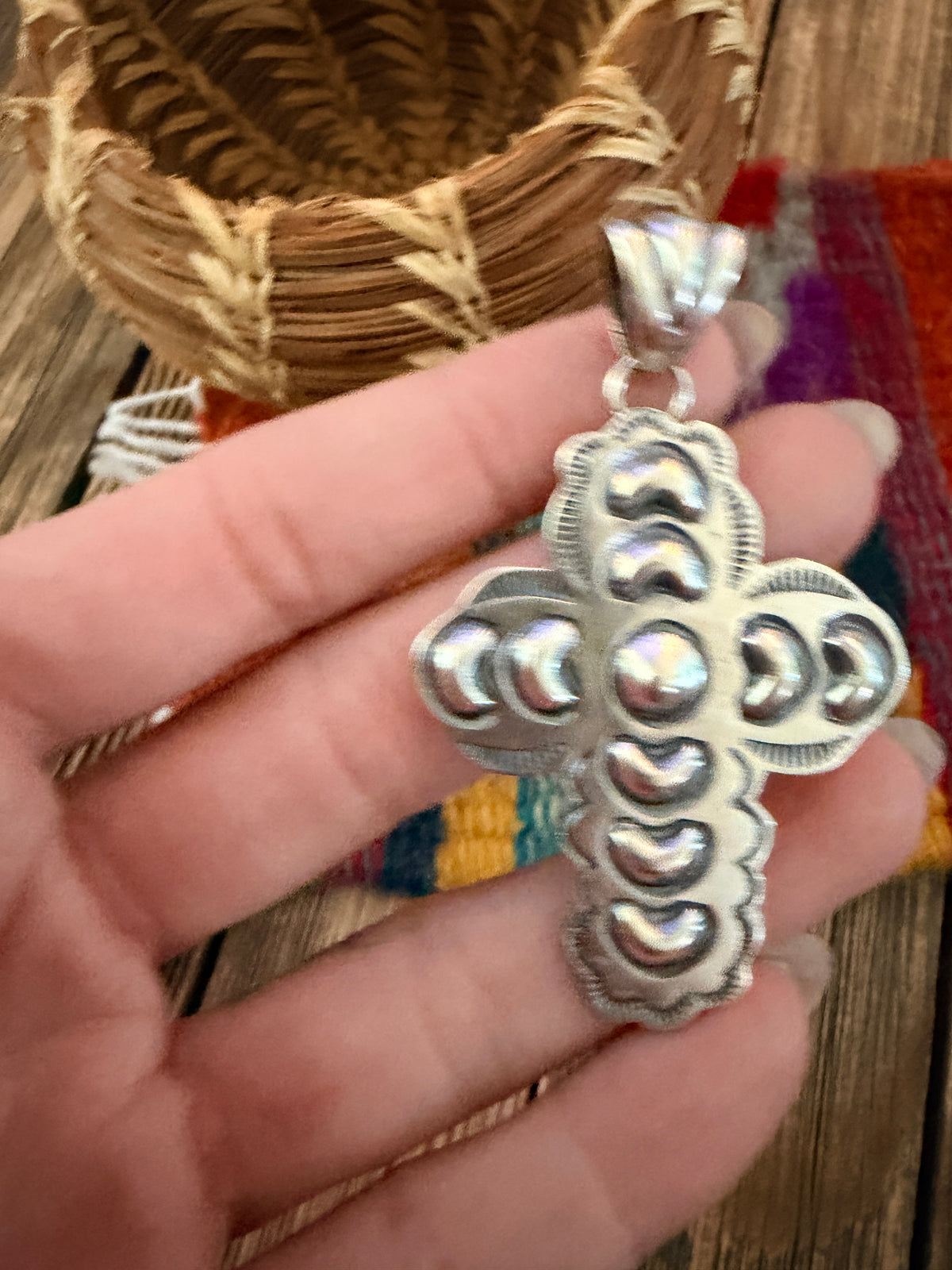 Handcrafted Sterling Silver Cross Pendant by Benson Shorty
