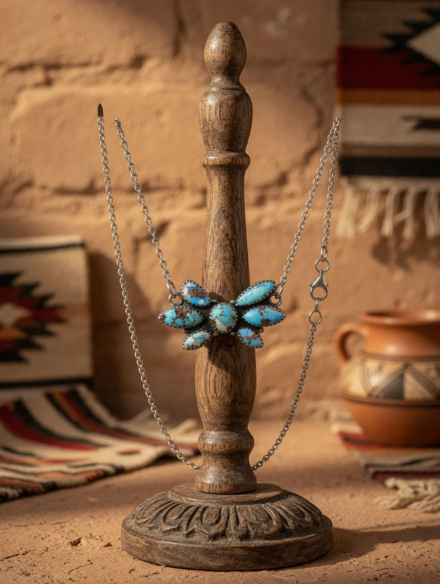 Beautiful Handmade Sterling Silver & Golden Hills Turquoise Necklace