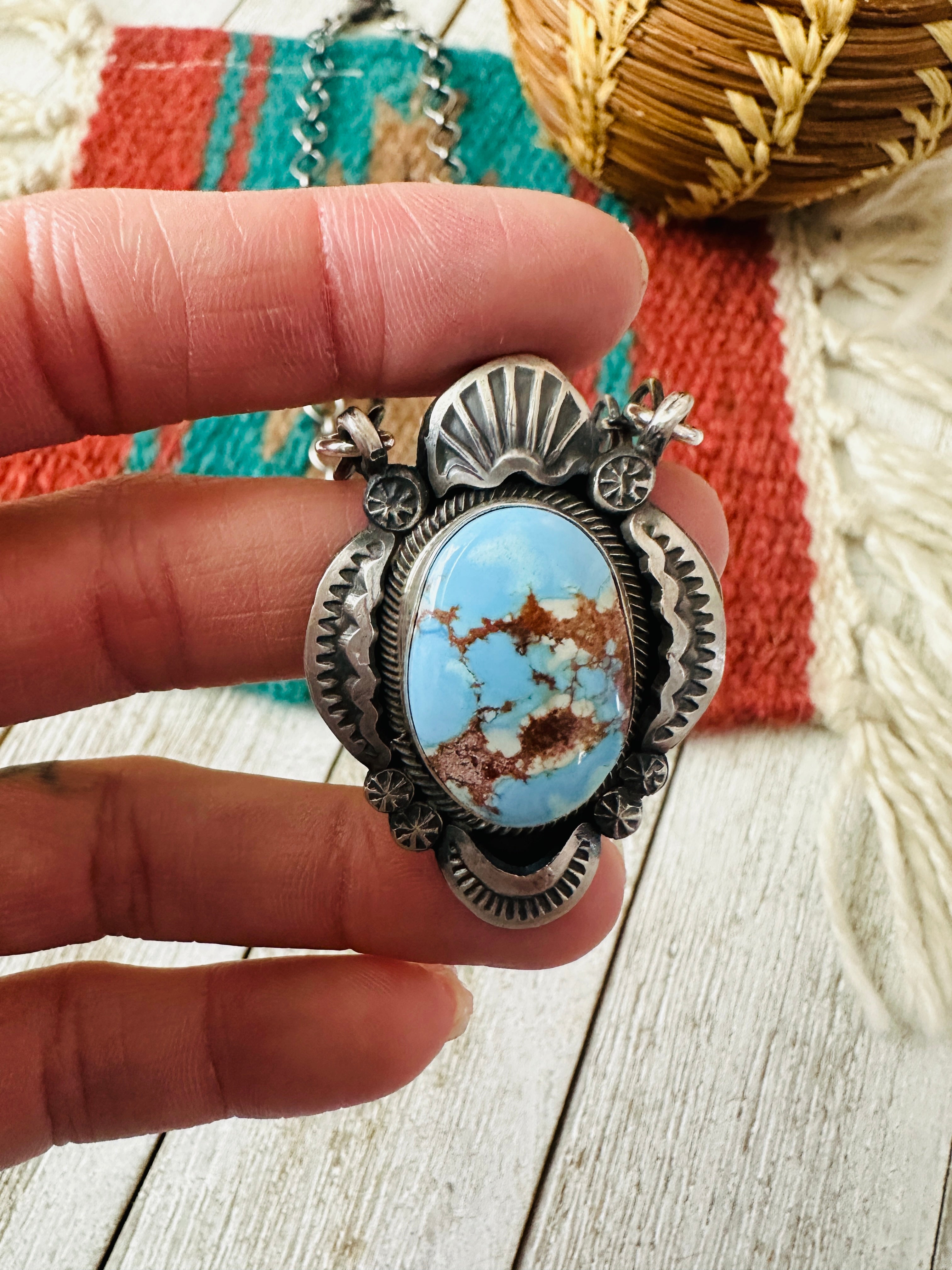 Handcrafted Sterling Silver & Golden Hills Turquoise Necklace