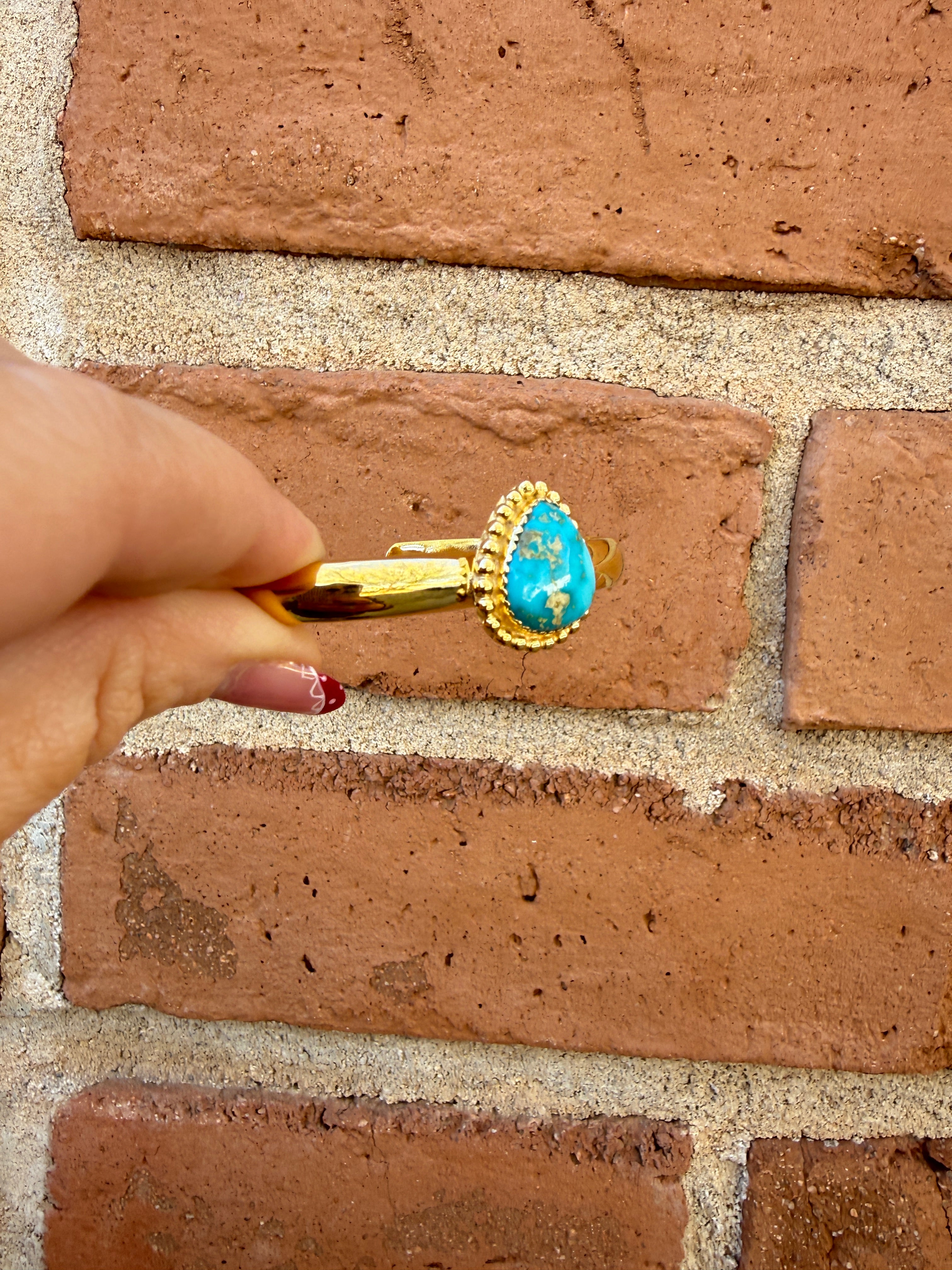 “The Golden Collection” Handmade Gold Plated Sterling Silver Natural Sonoran Mountain Turquoise Bracelet style 6