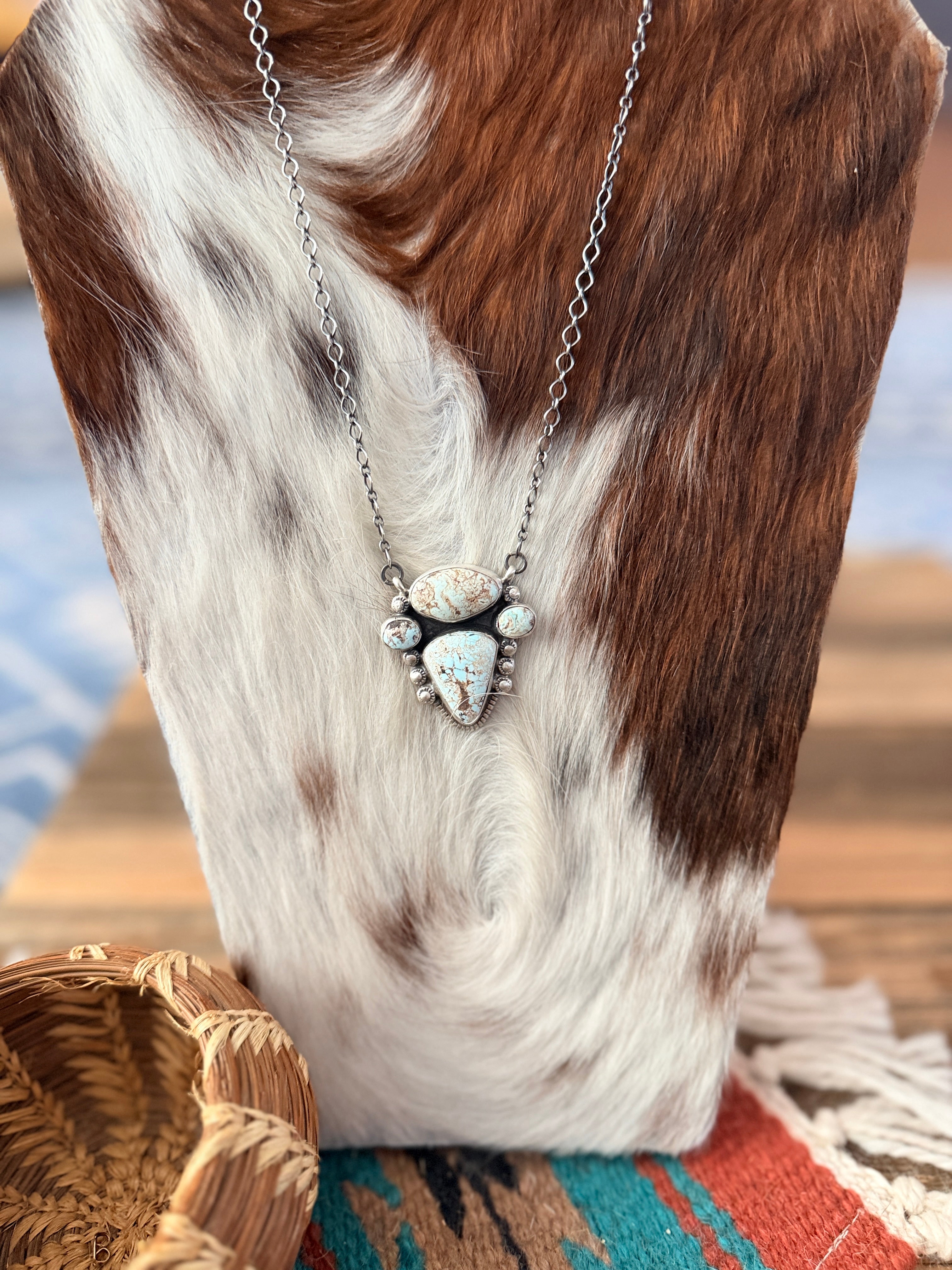 Handcrafted Dry Creek Turquoise & Sterling Silver Necklace by Joelias Draper