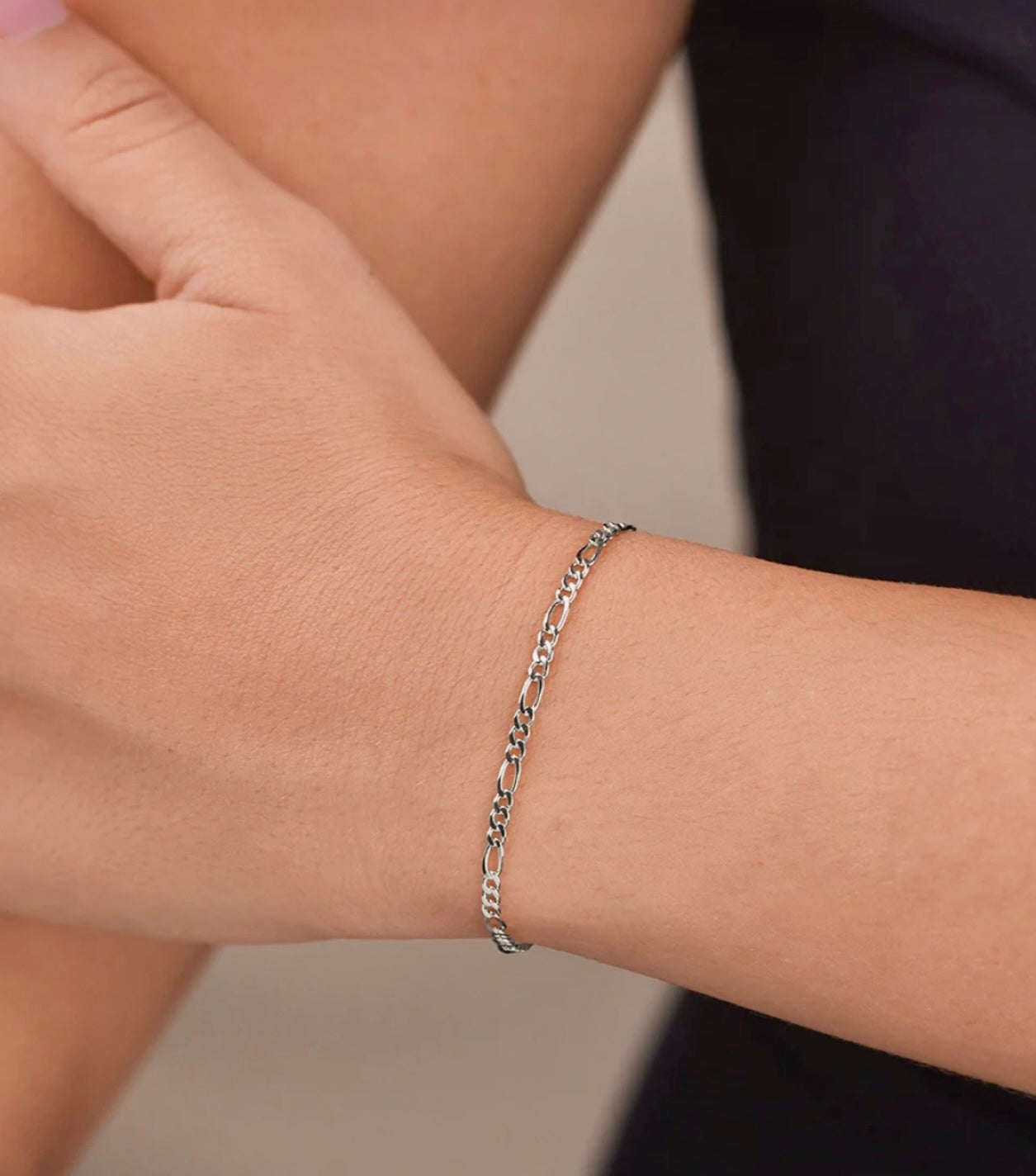 Sterling Silver Figaro Chain Bracelet 6”