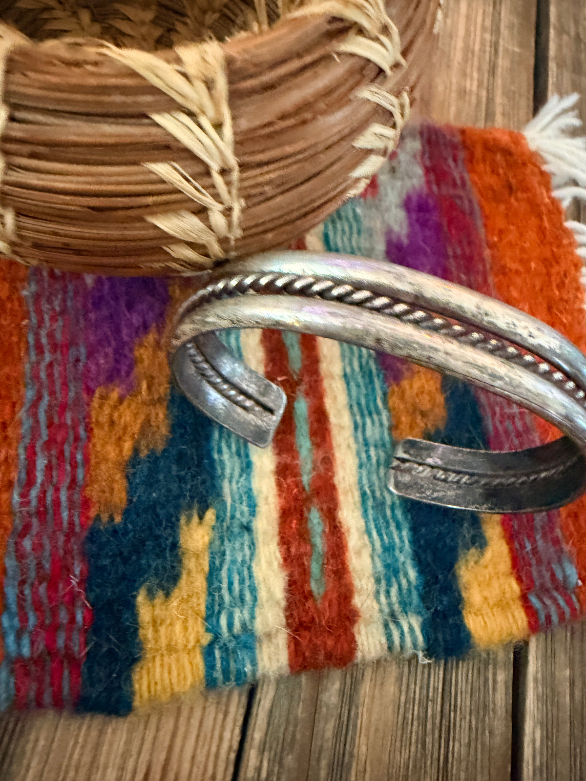 Handcrafted Old Pawn Sterling Silver Cuff Bracelet