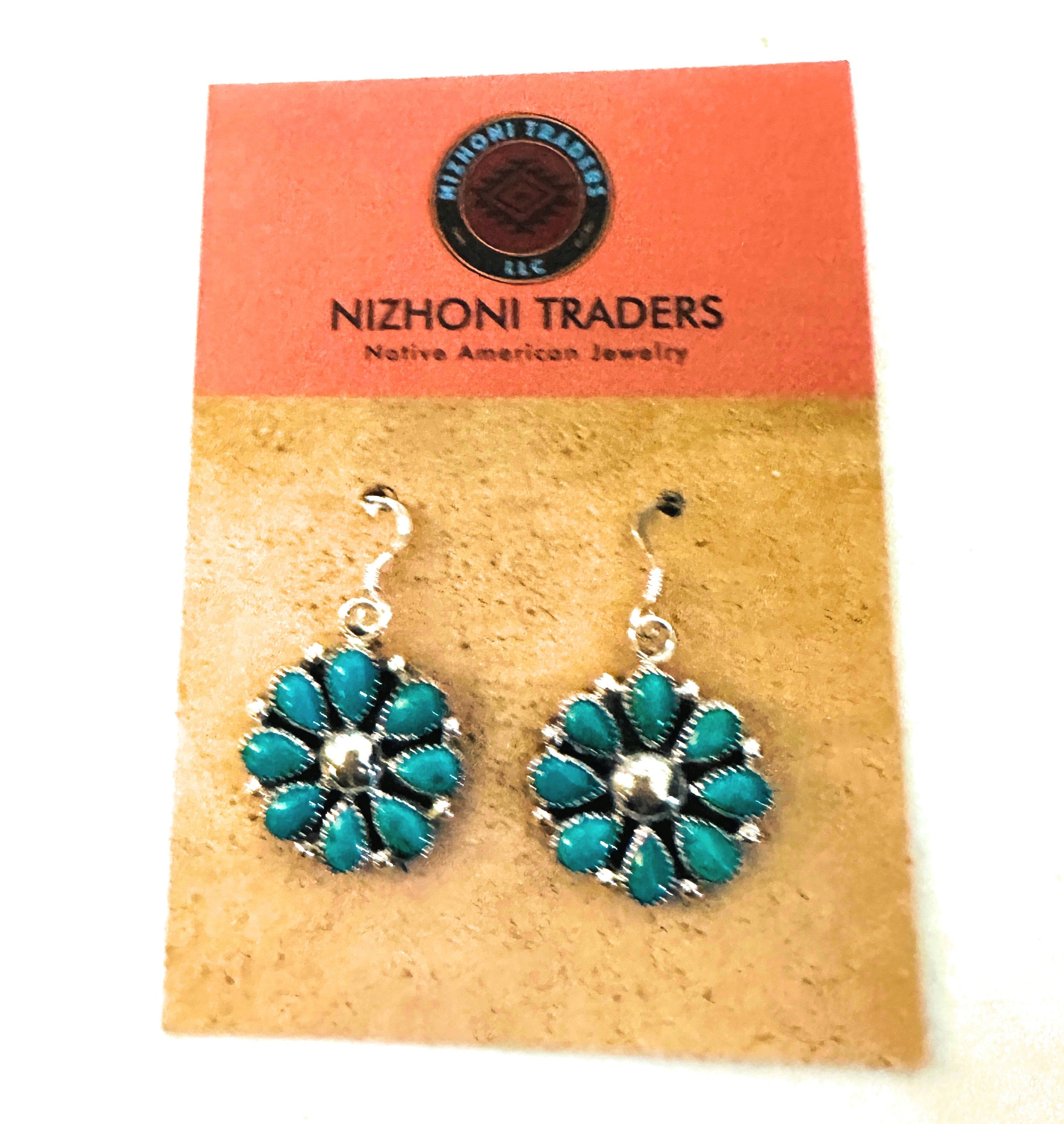 Handcrafted Sterling Silver & Turquoise Cluster Dangle Earrings