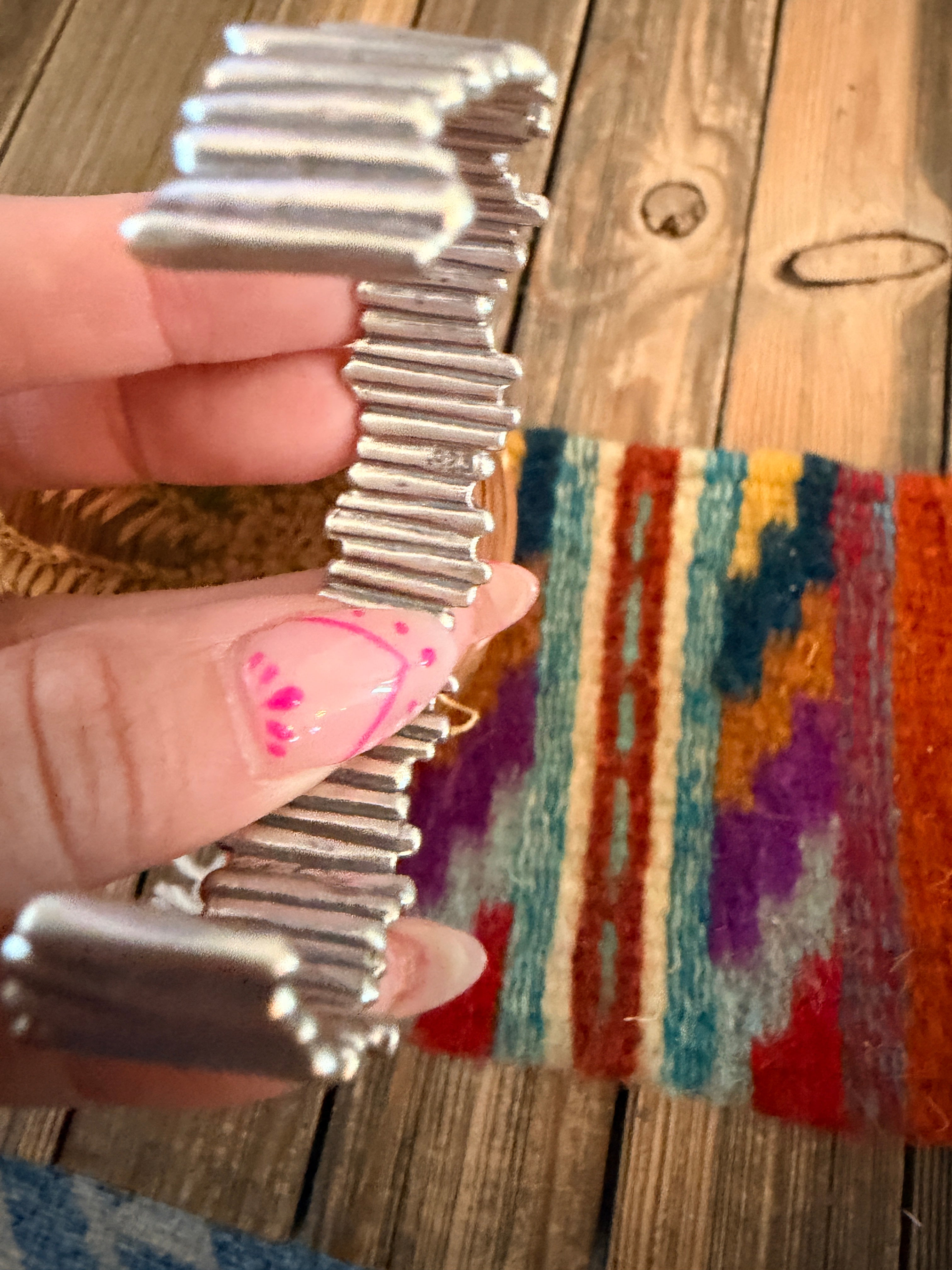 Handcrafted Ribbed Sterling Silver Cuff Bracelet