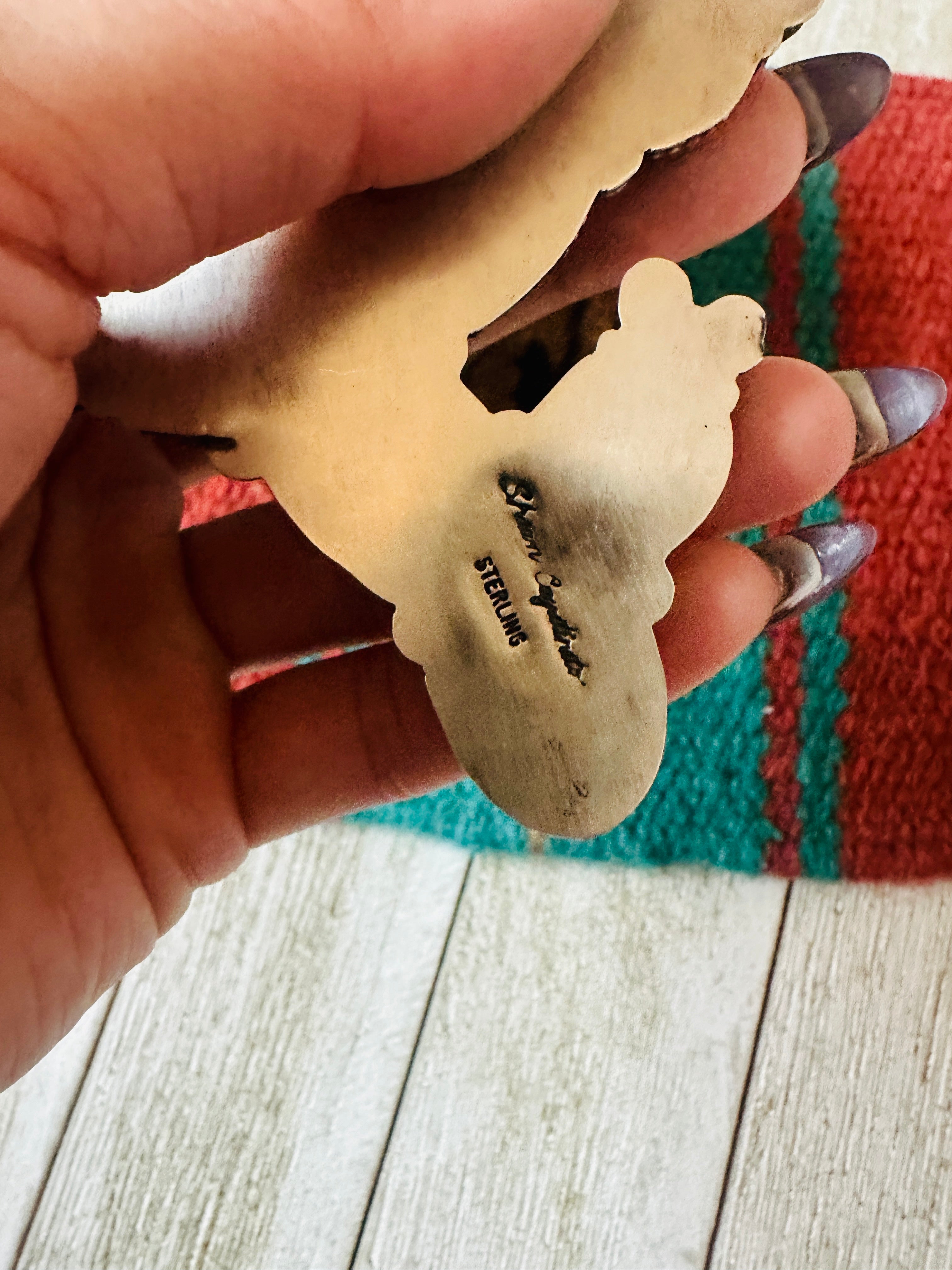 Handcrafted Sterling Silver, Turquoise & Coral Cactus Pendant by Shawn Cayatineto