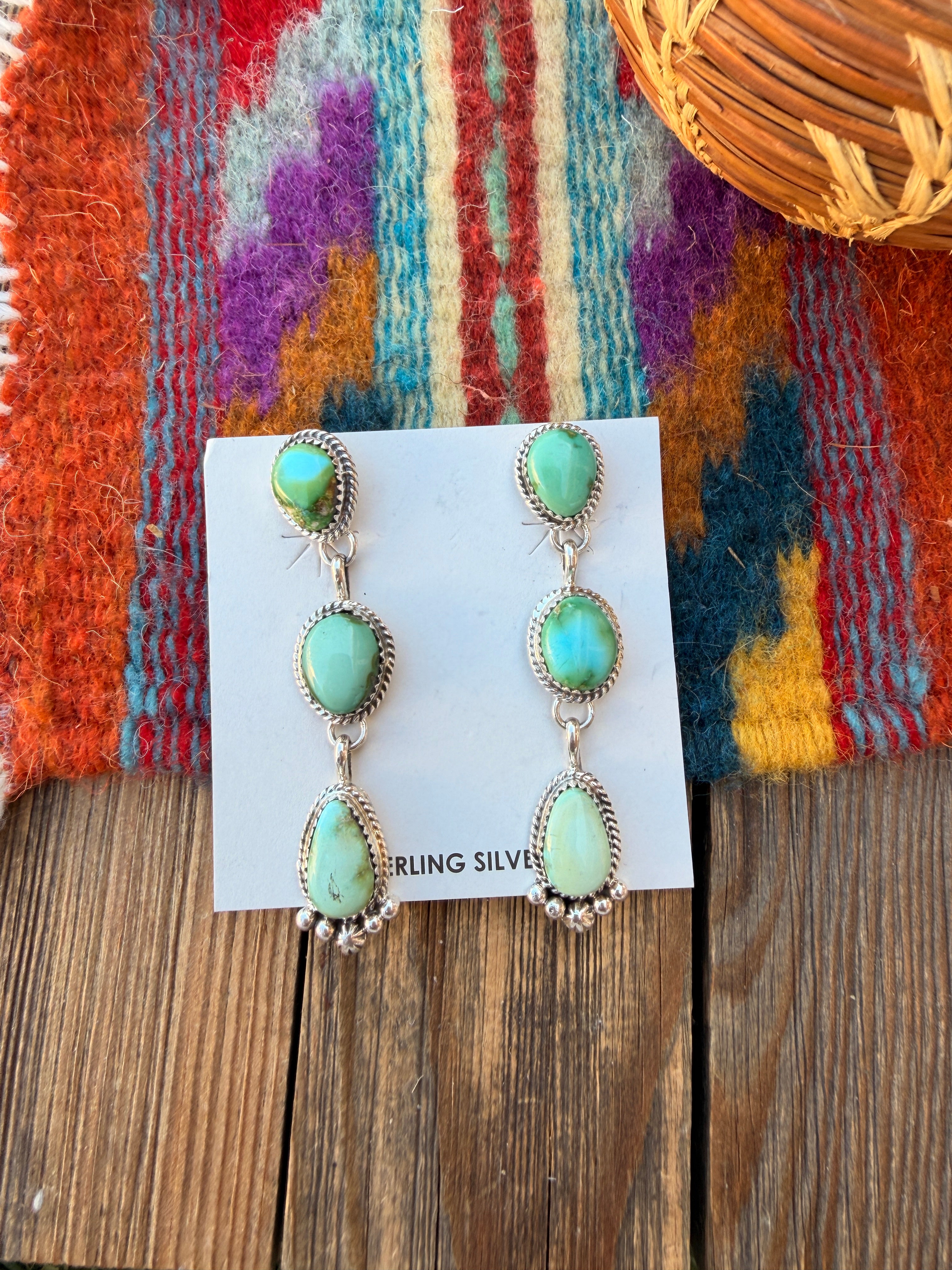 Handcrafted Sonoran Mountain Turquoise & Sterling Silver Dangle Earrings