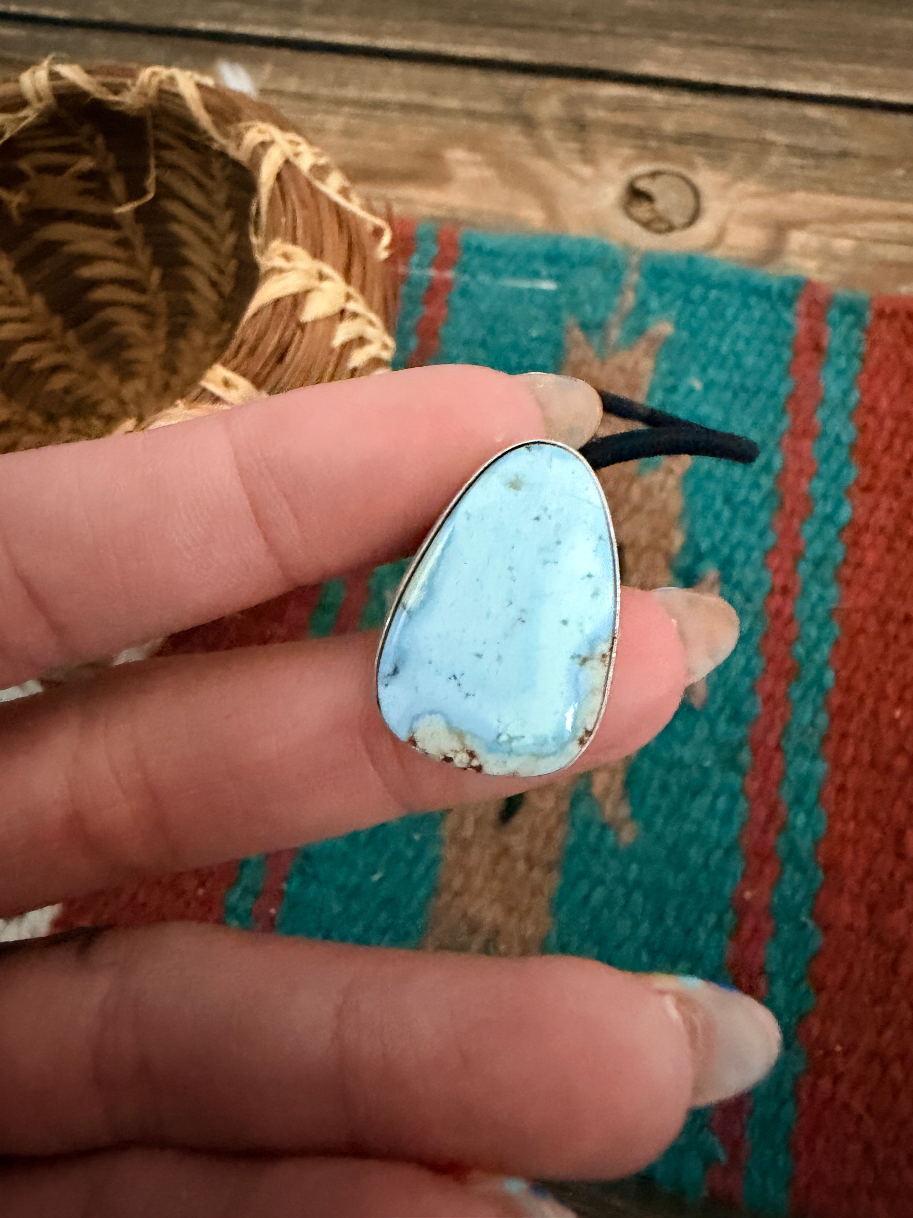 Handcrafted Golden Hills Turquoise & Sterling Silver Hair Tie Charm