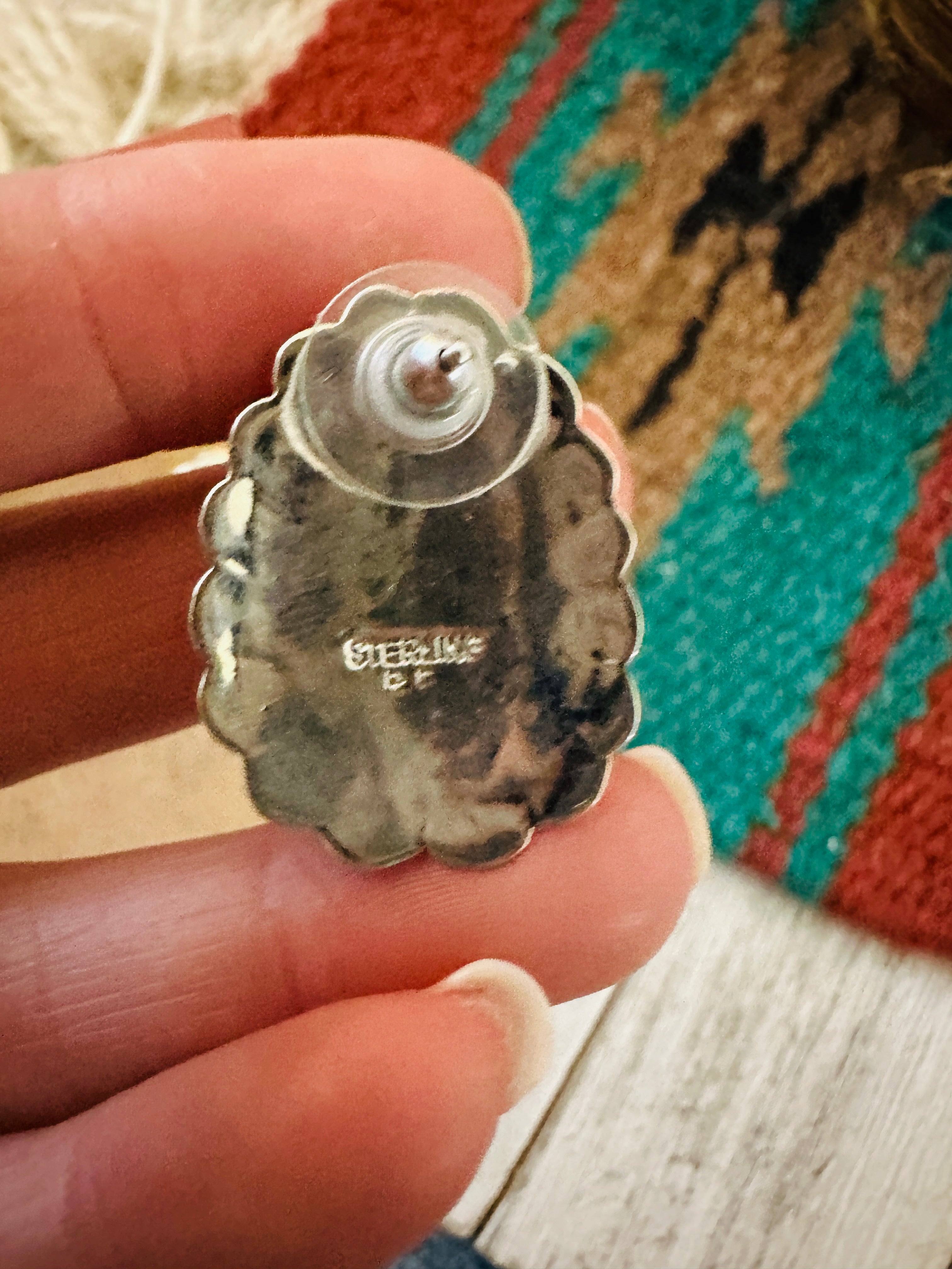 Navajo Turquoise & Sterling Silver Concho Post Earrings