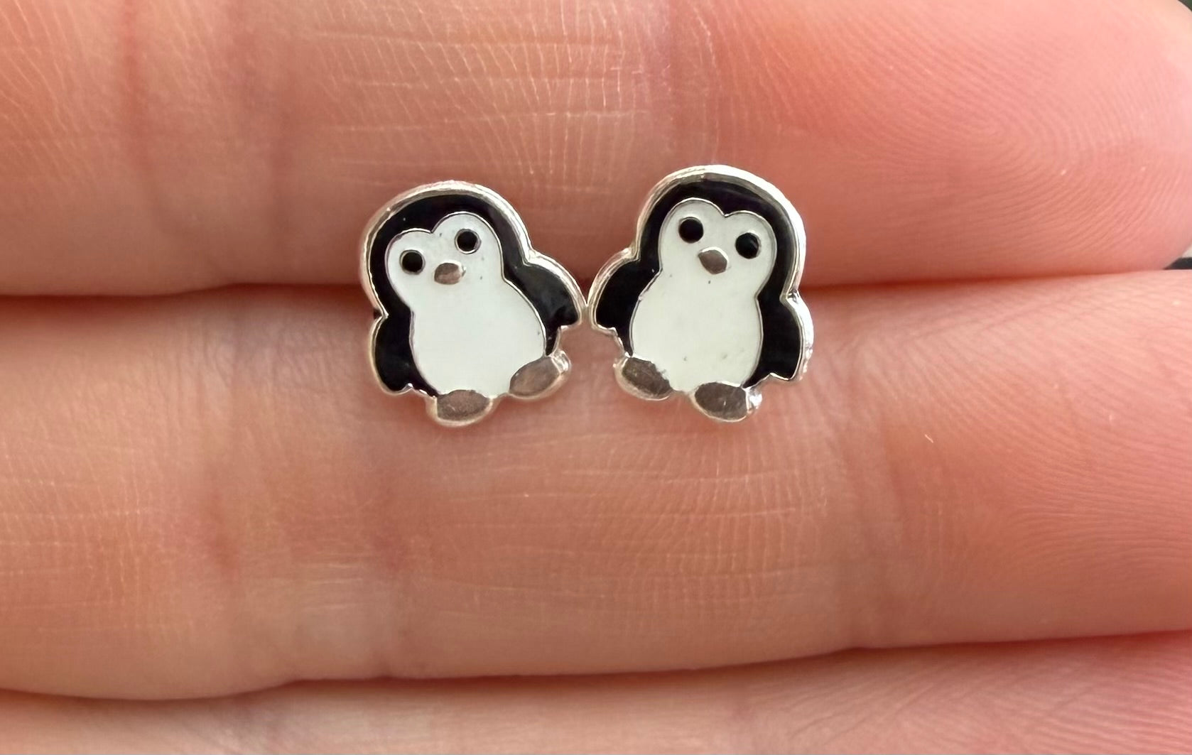 Penguin Sterling Silver Stud Earrings