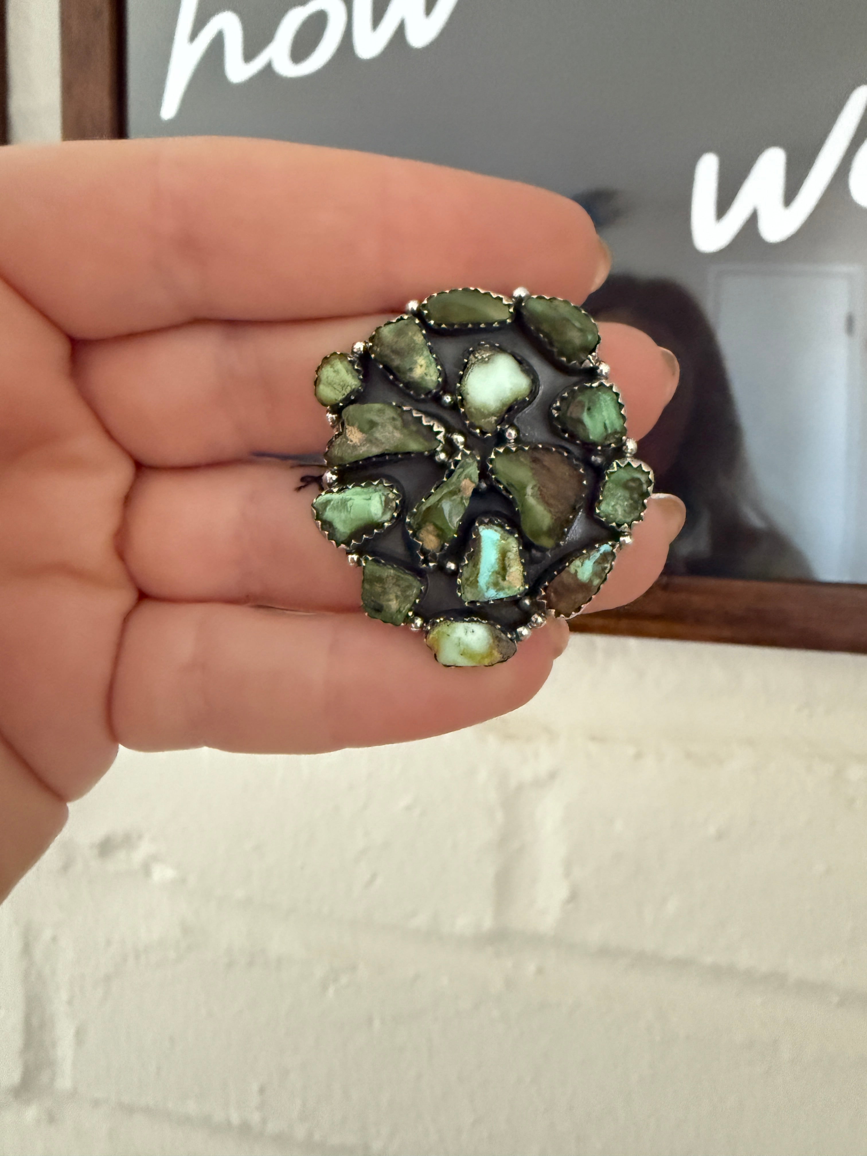 Handmade Palomino, Sonoran Turquoise & Sterling Silver Adjustable Ring