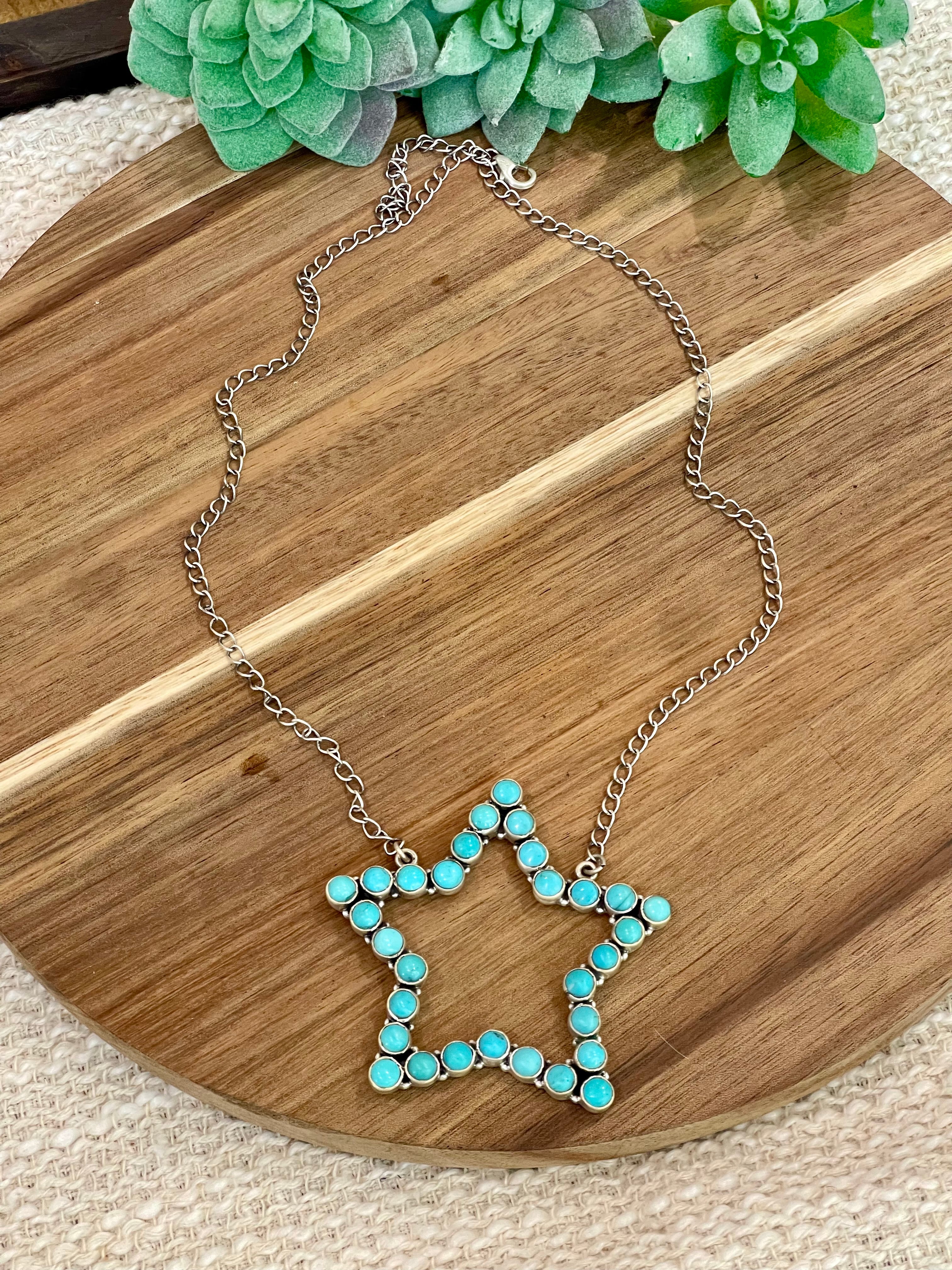 Handmade Sterling Silver & Turquoise Star Necklace