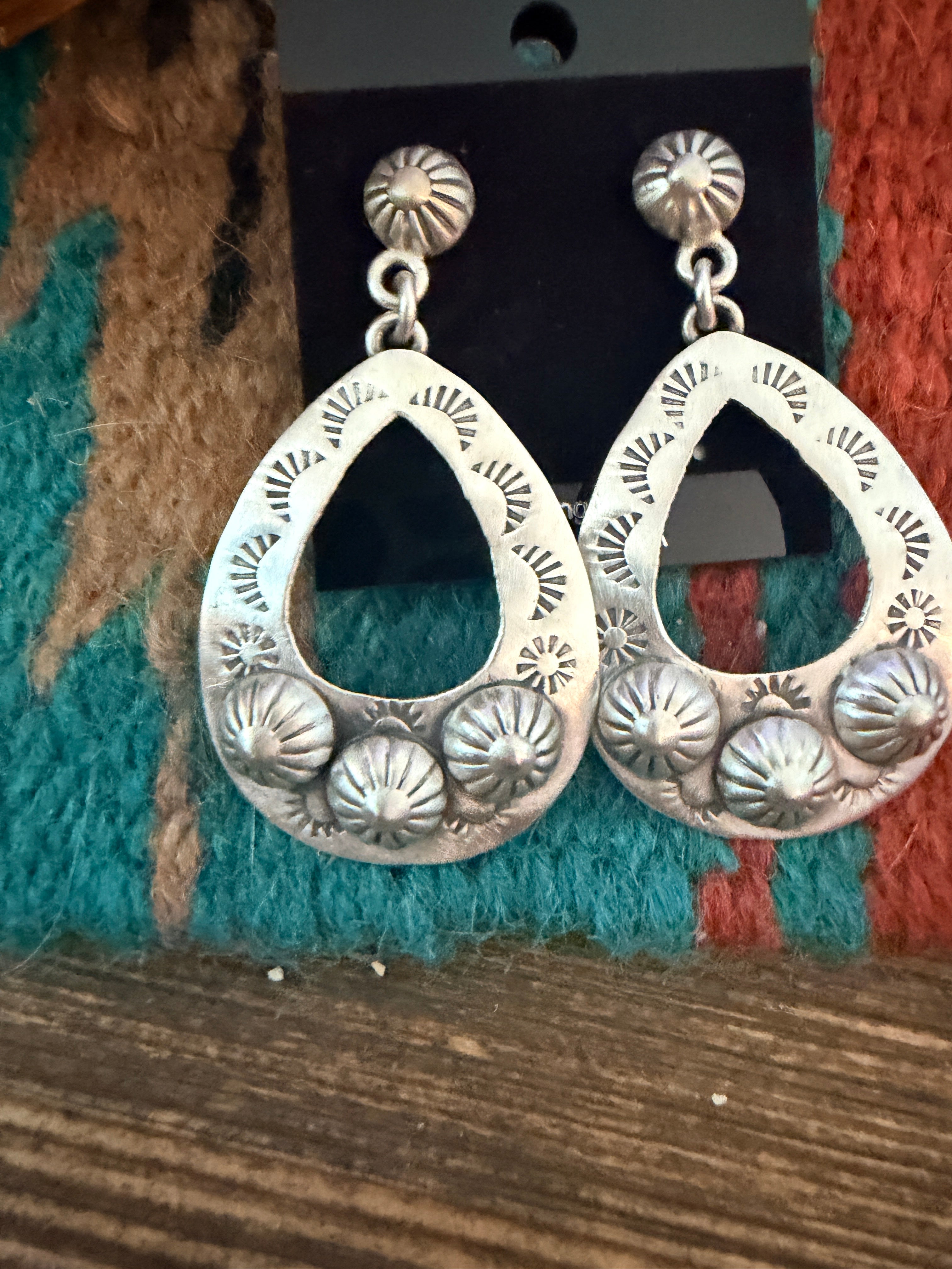 Handmade Sterling Silver Concho Dangle Earrings