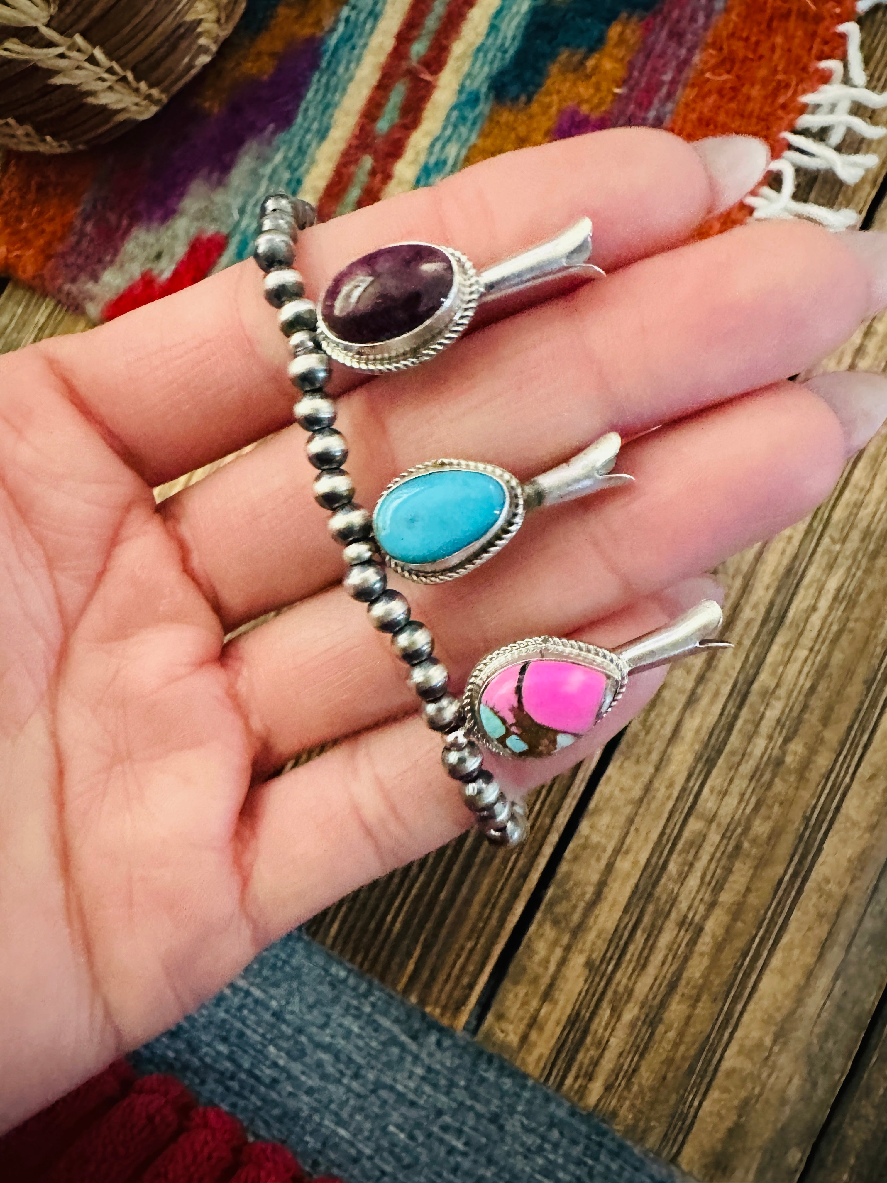 Handcrafted 3mm Sterling Silver Pearl & Multi Stone Blossom Stretch Bracelet