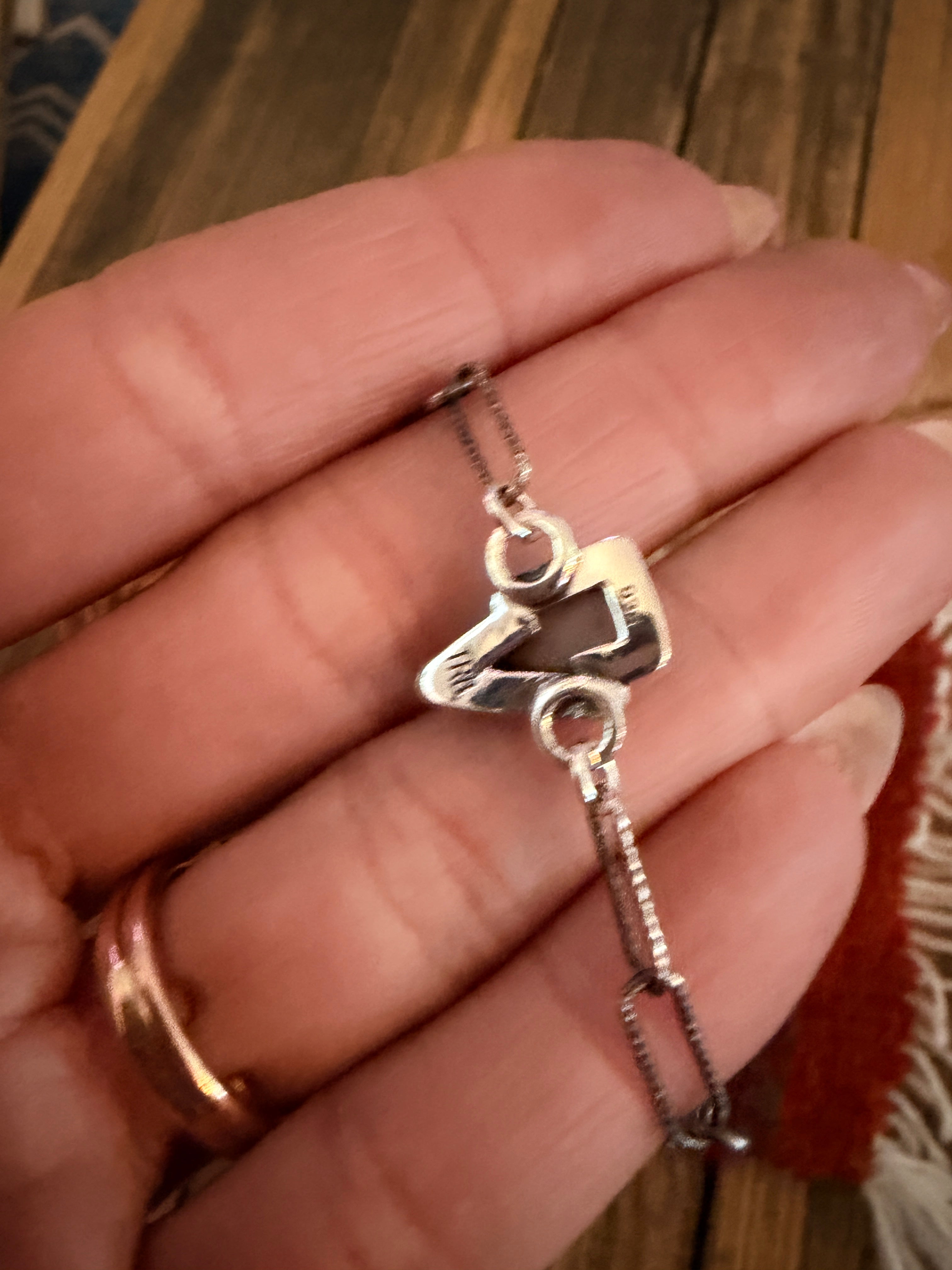 Handmade Moonstone & Sterling Silver Lightning Bolt Anklet