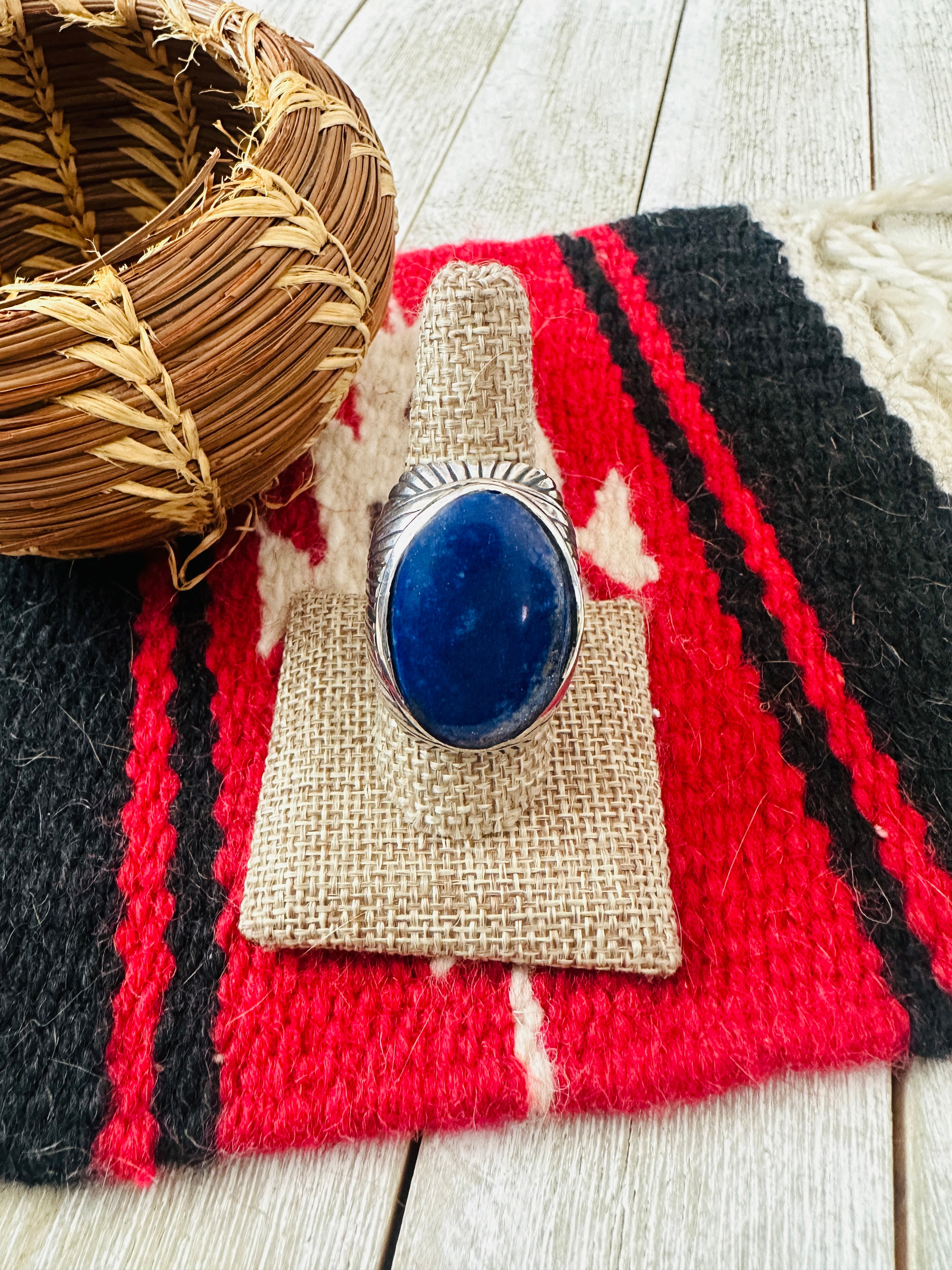 Old Pawn Navajo Sterling Silver & Lapis Men’s Ring Size 9