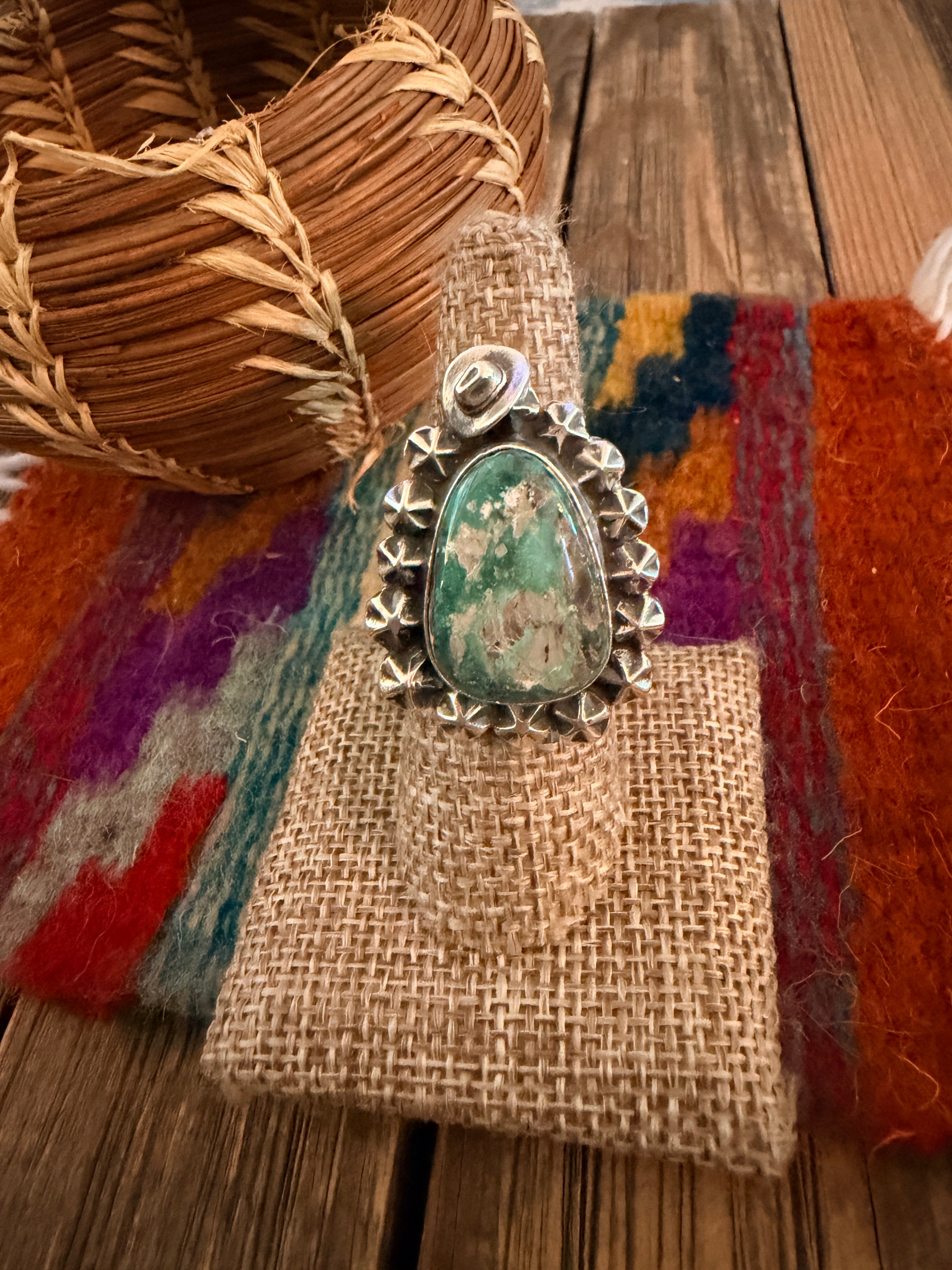 Handmade Sterling Silver and Turquoise Adjustable Ring