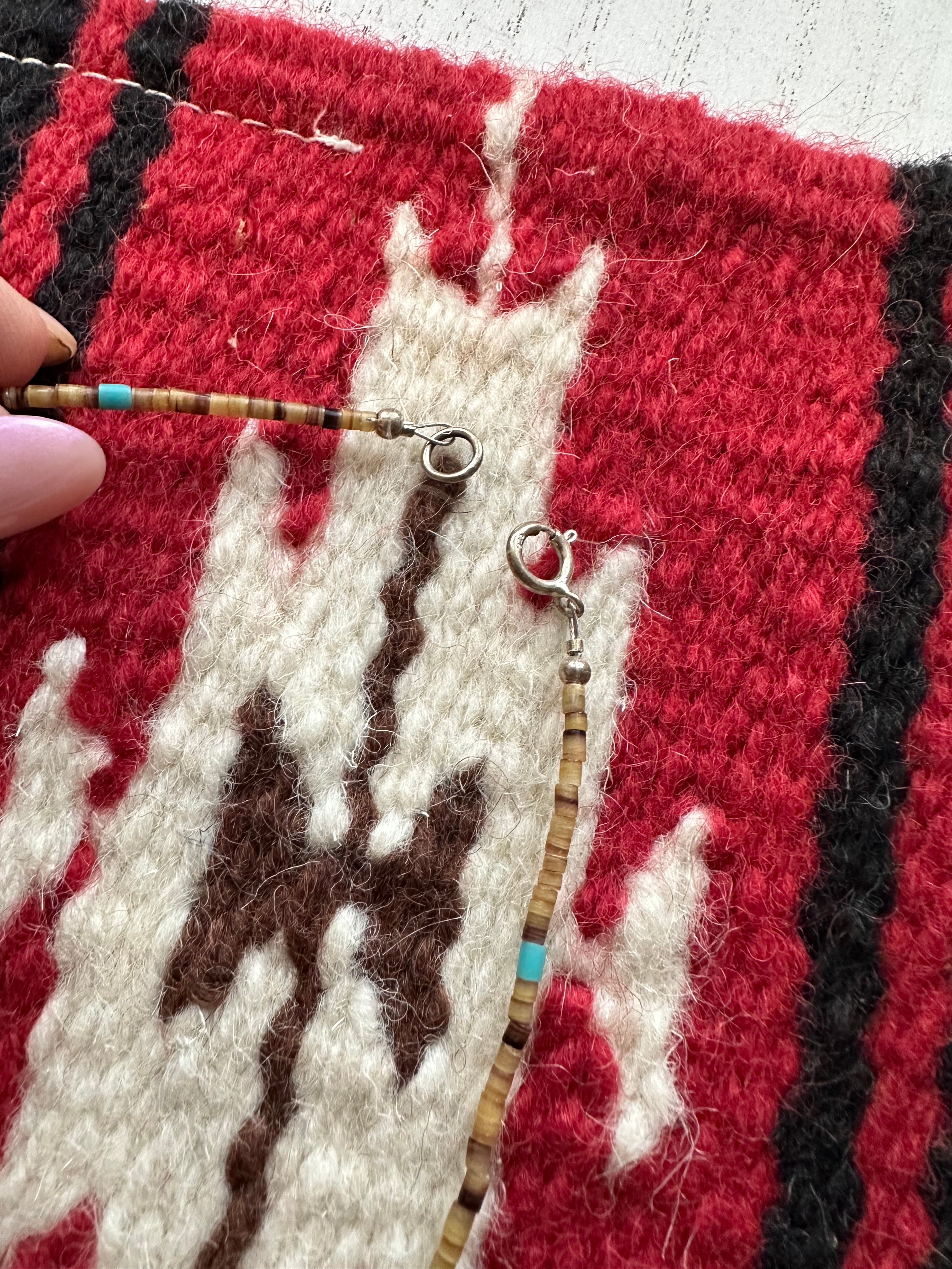 Handcrafted Turquoise And Heishi Beaded Necklace 16”