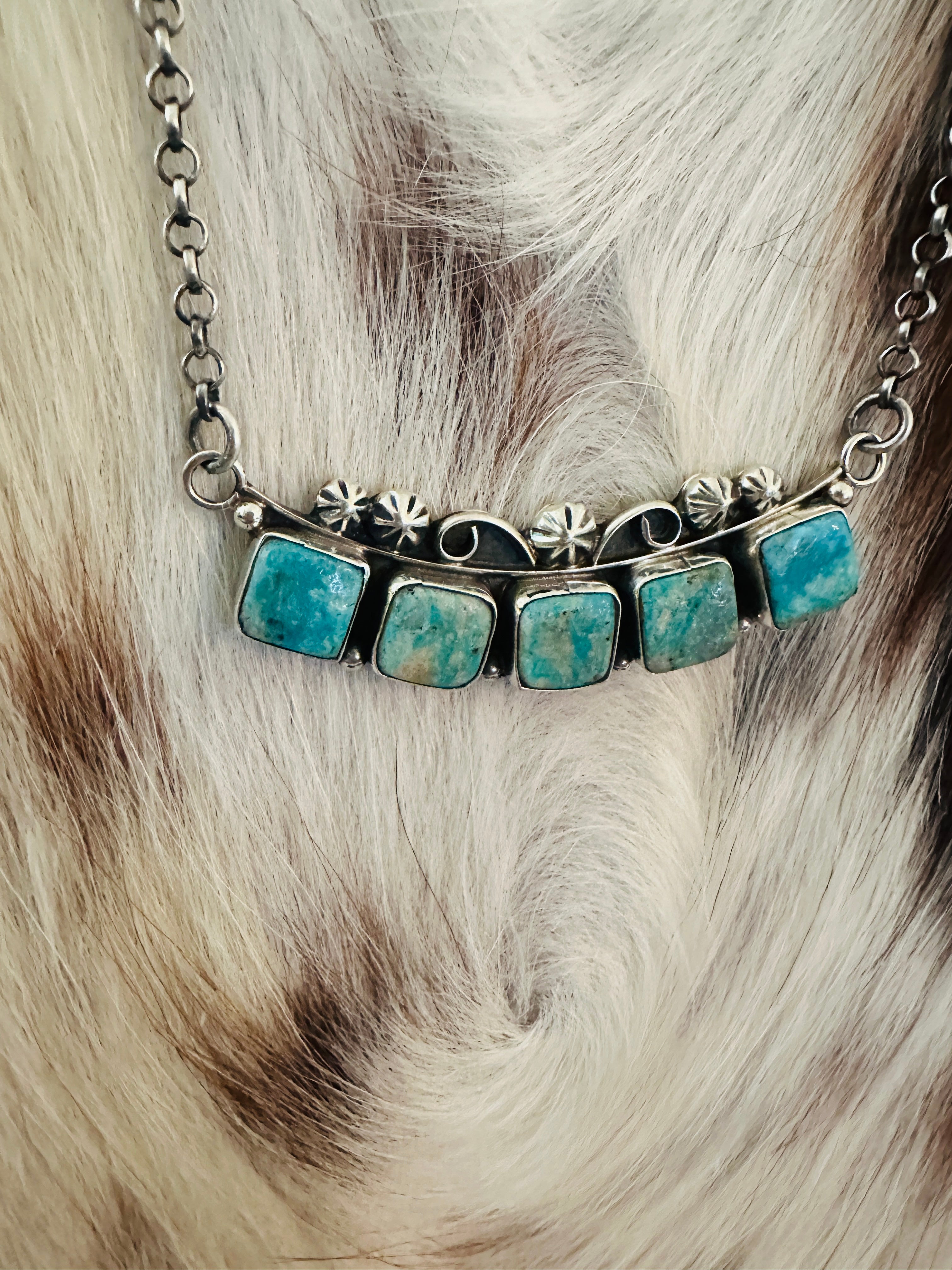 Handcrafted Sterling Silver & Royston Turquoise Necklace by Jacqueline Silver