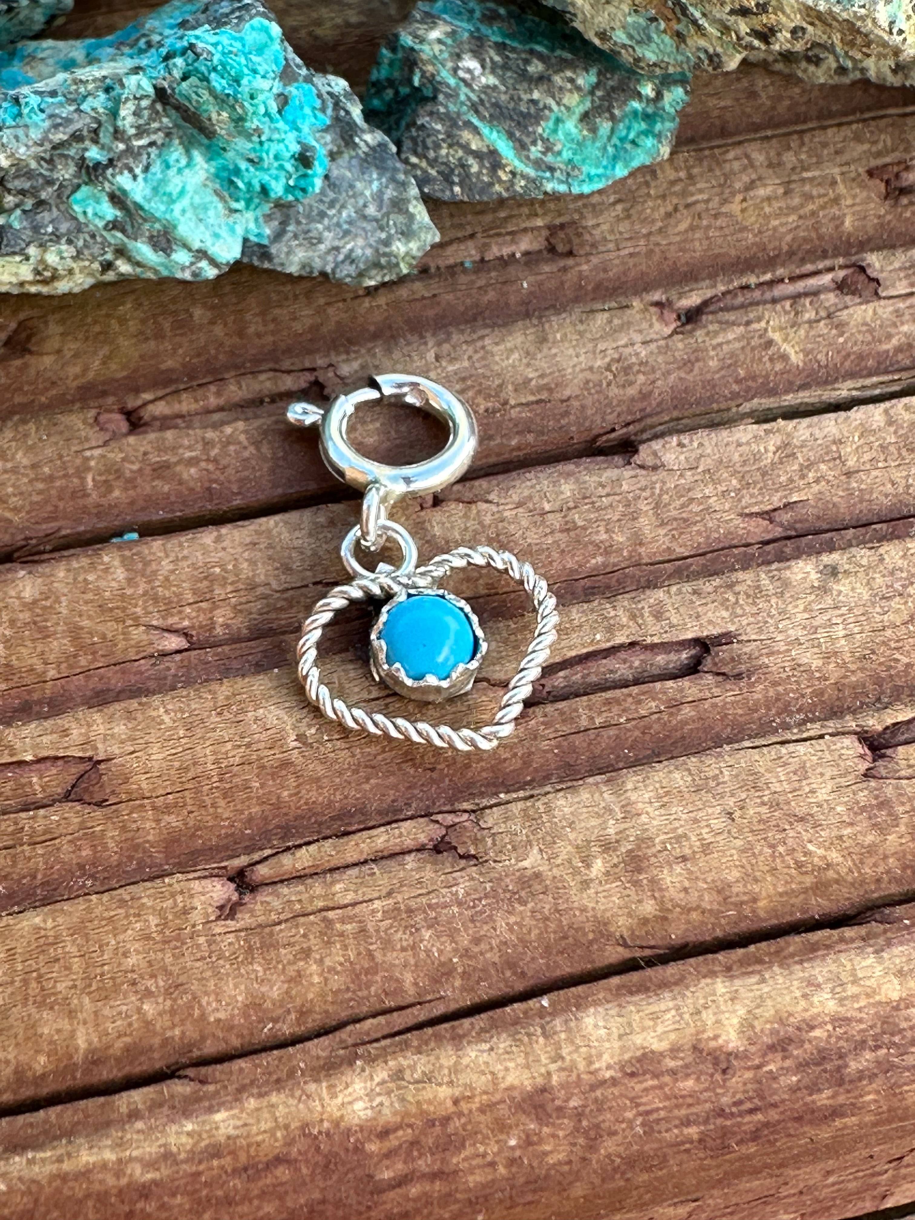 Handcrafted Turquoise Heart Sterling Silver Charm
