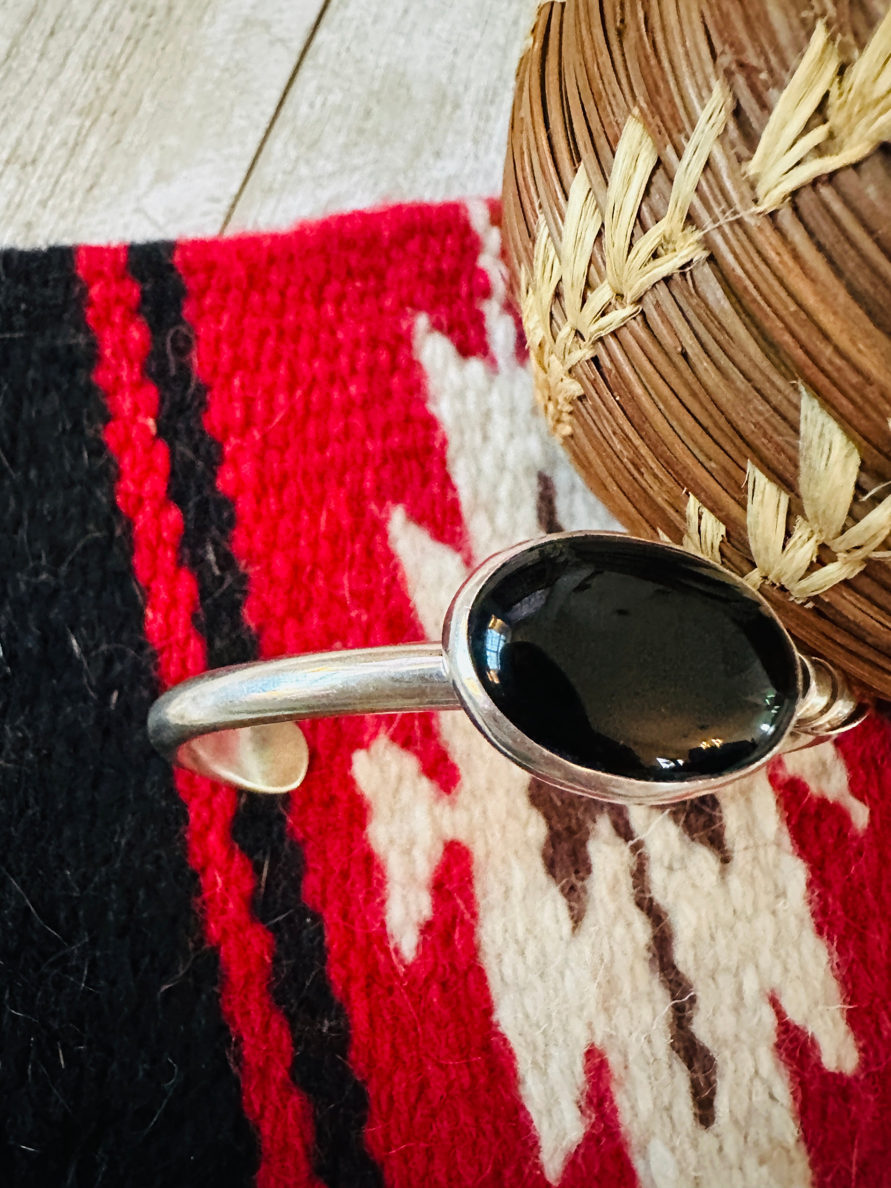 Handcrafted Sterling Silver & Black Onyx Cuff Bracelet