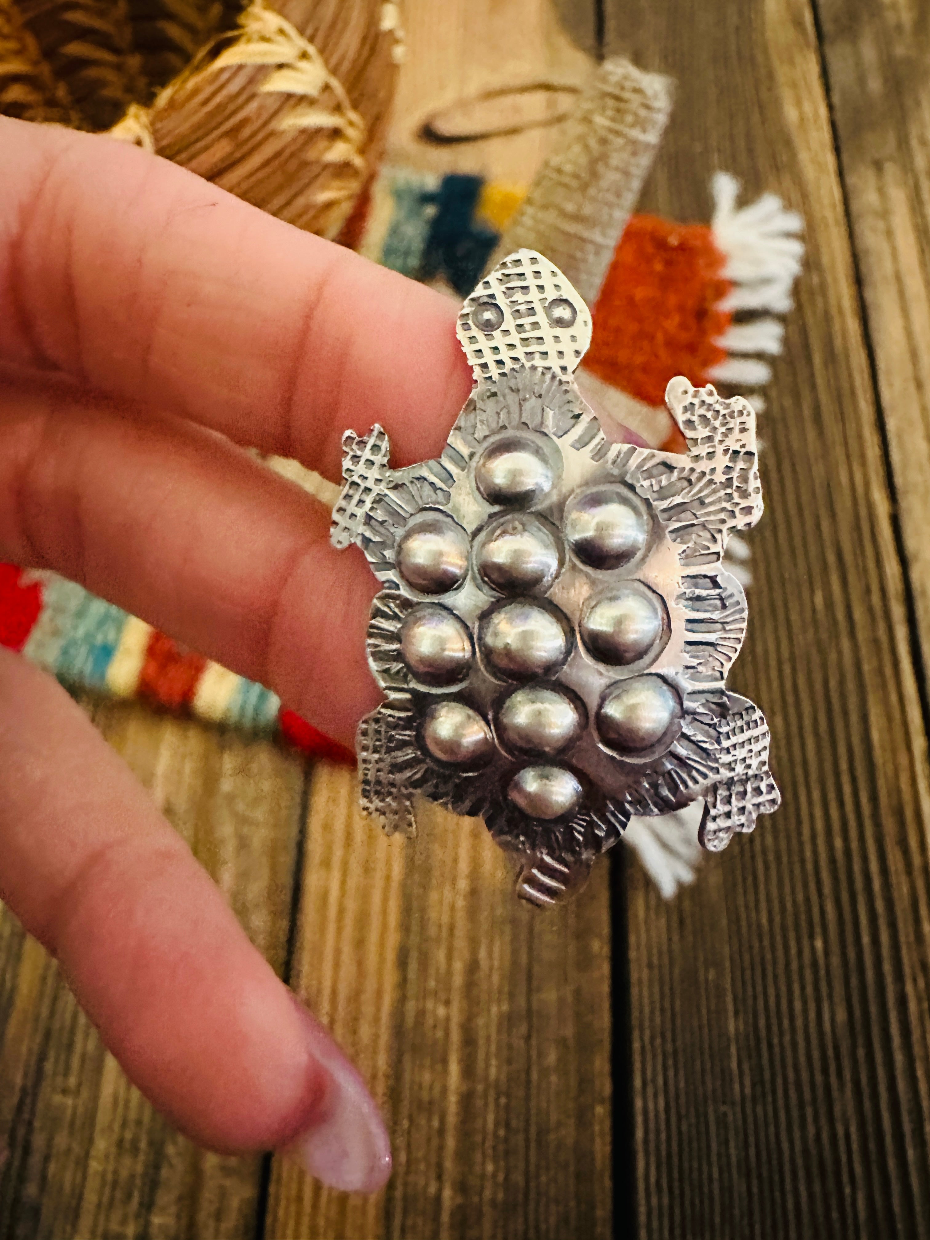 Handcrafted Sterling Silver Adjustable Turtle Ring by Tim Yazzie