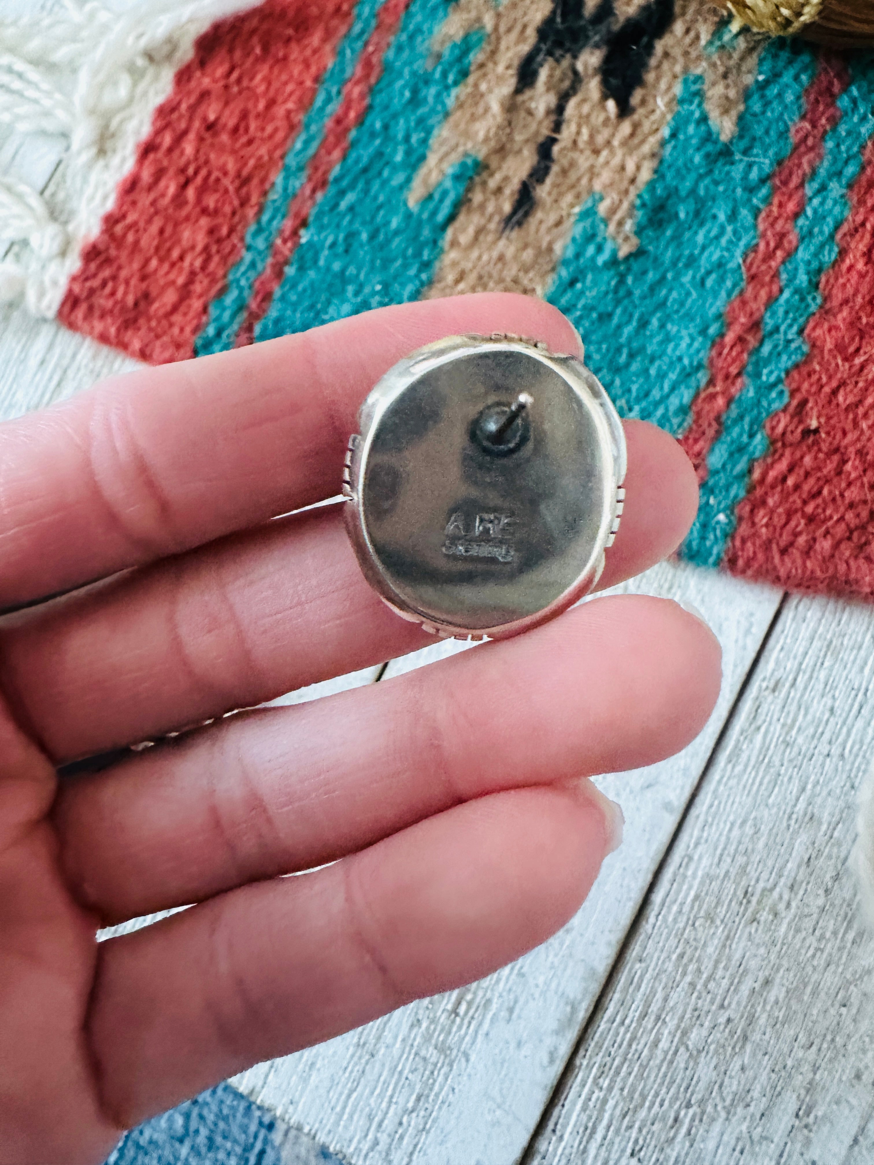 Navajo Sterling Silver & Orange Spiny Post Earrings