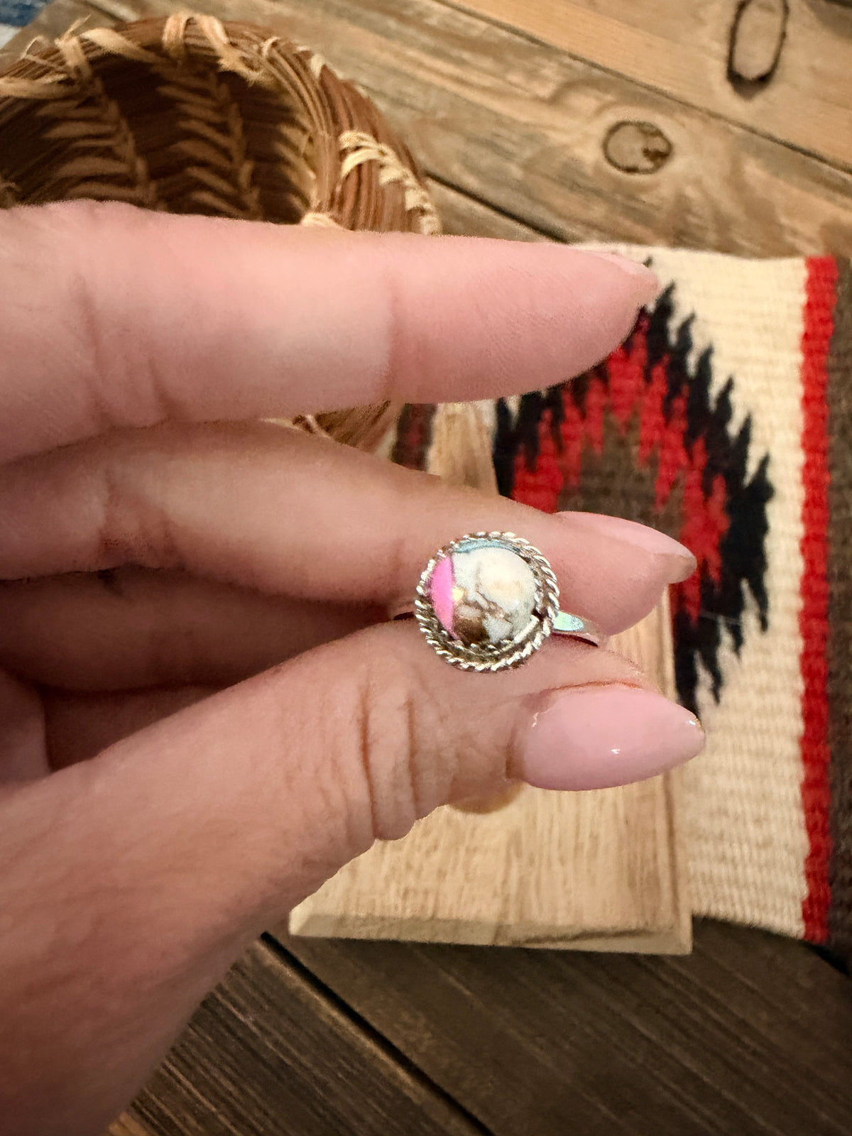Handcrafted Sterling Silver & Cotton Candy Ring