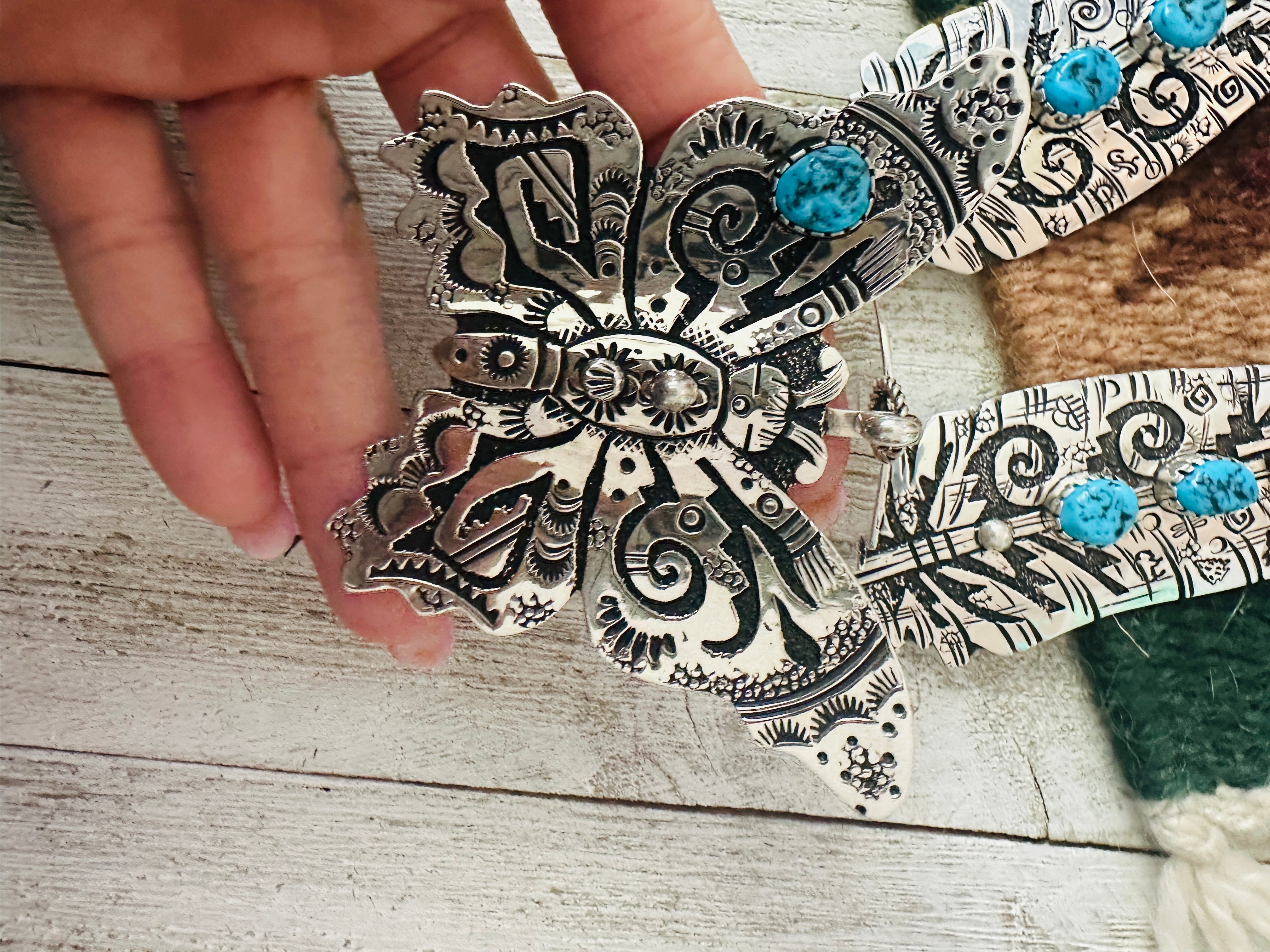 Handcrafted Sterling Silver & Turquoise Butterfly Necklace by Richard Singer