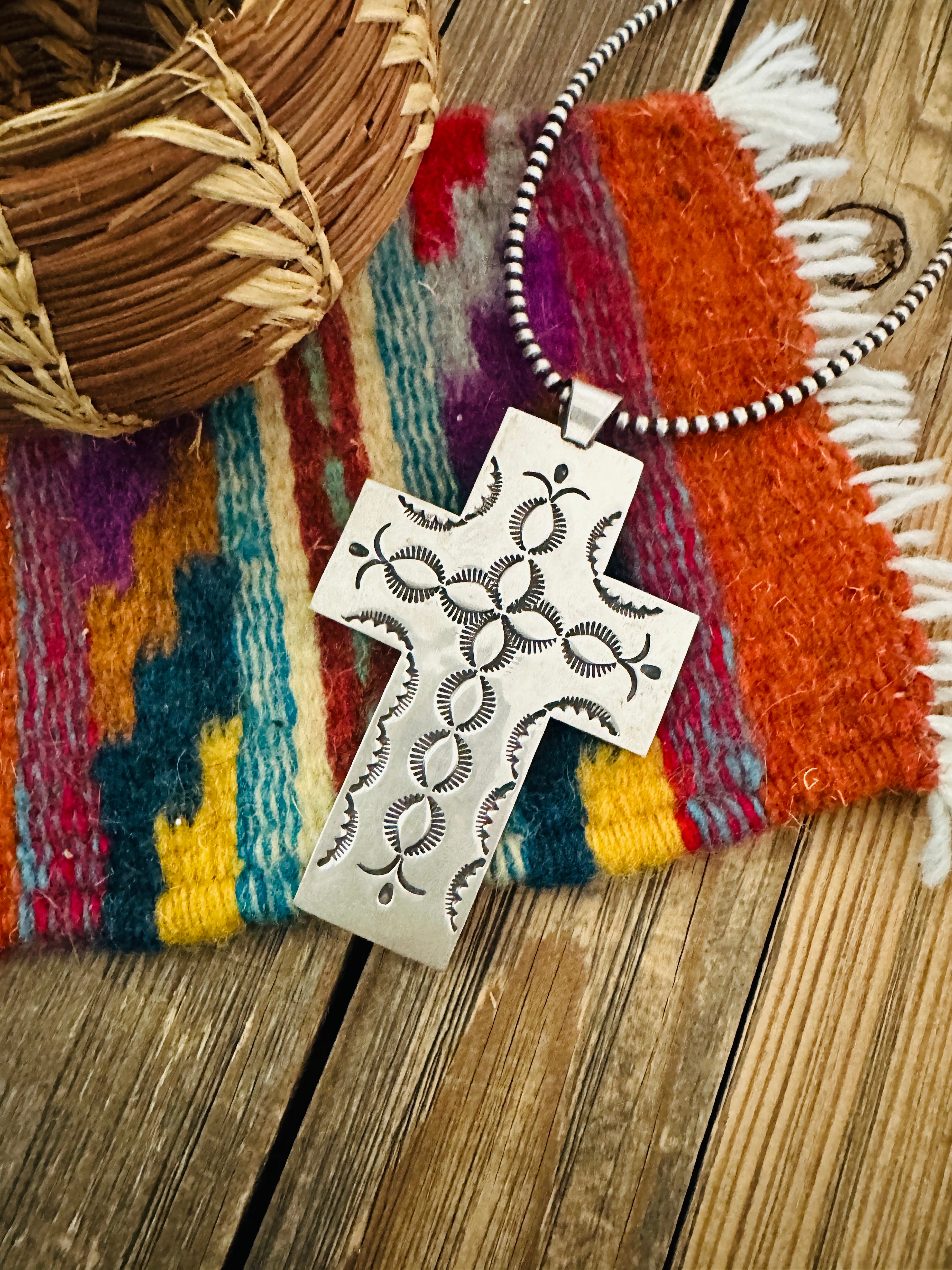 Handcrafted Sterling Silver Cross Pendant by Douglas Etsitty