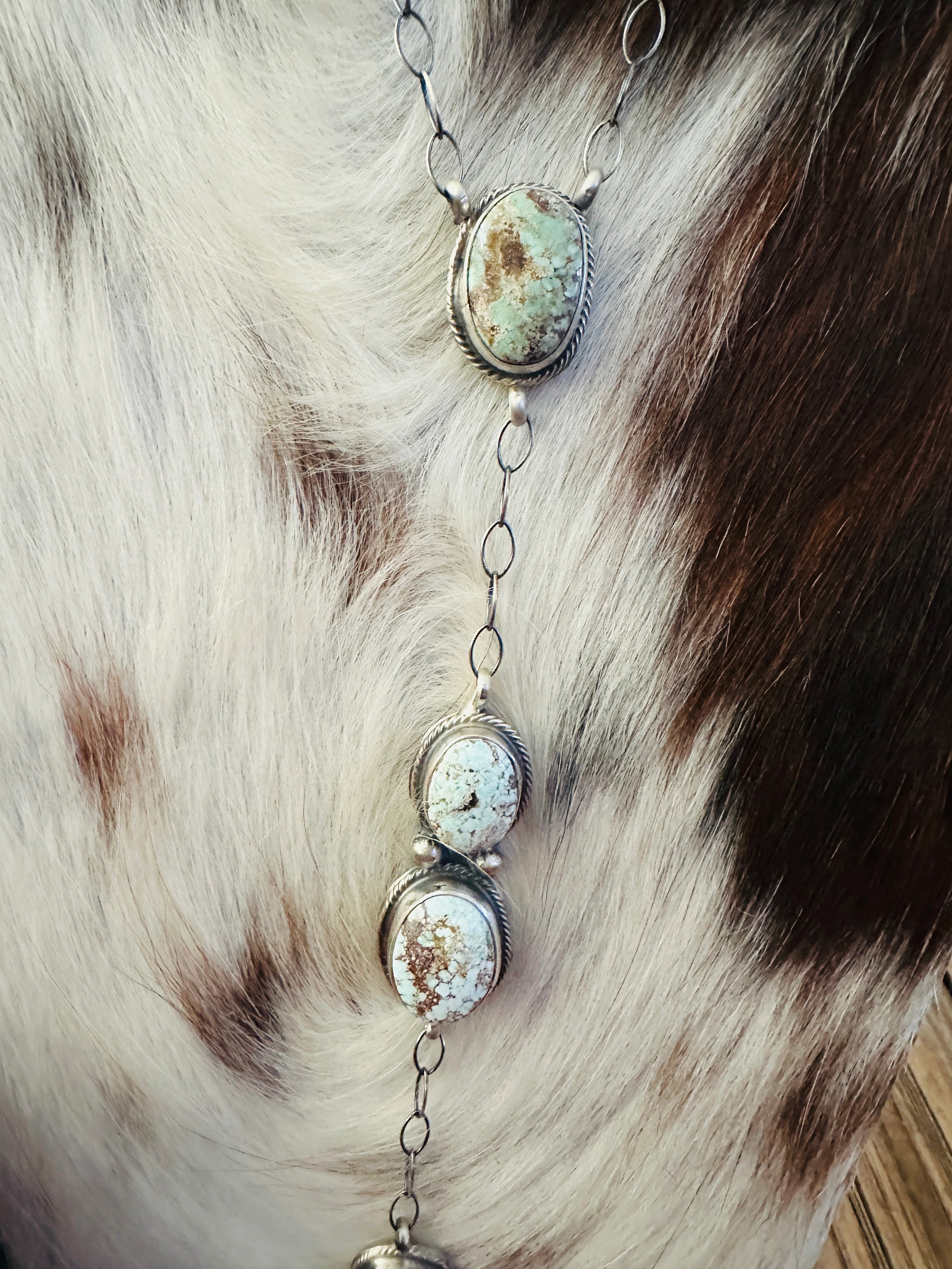 Handcrafted Dry Creek Turquoise & Sterling Silver Lariat Necklace