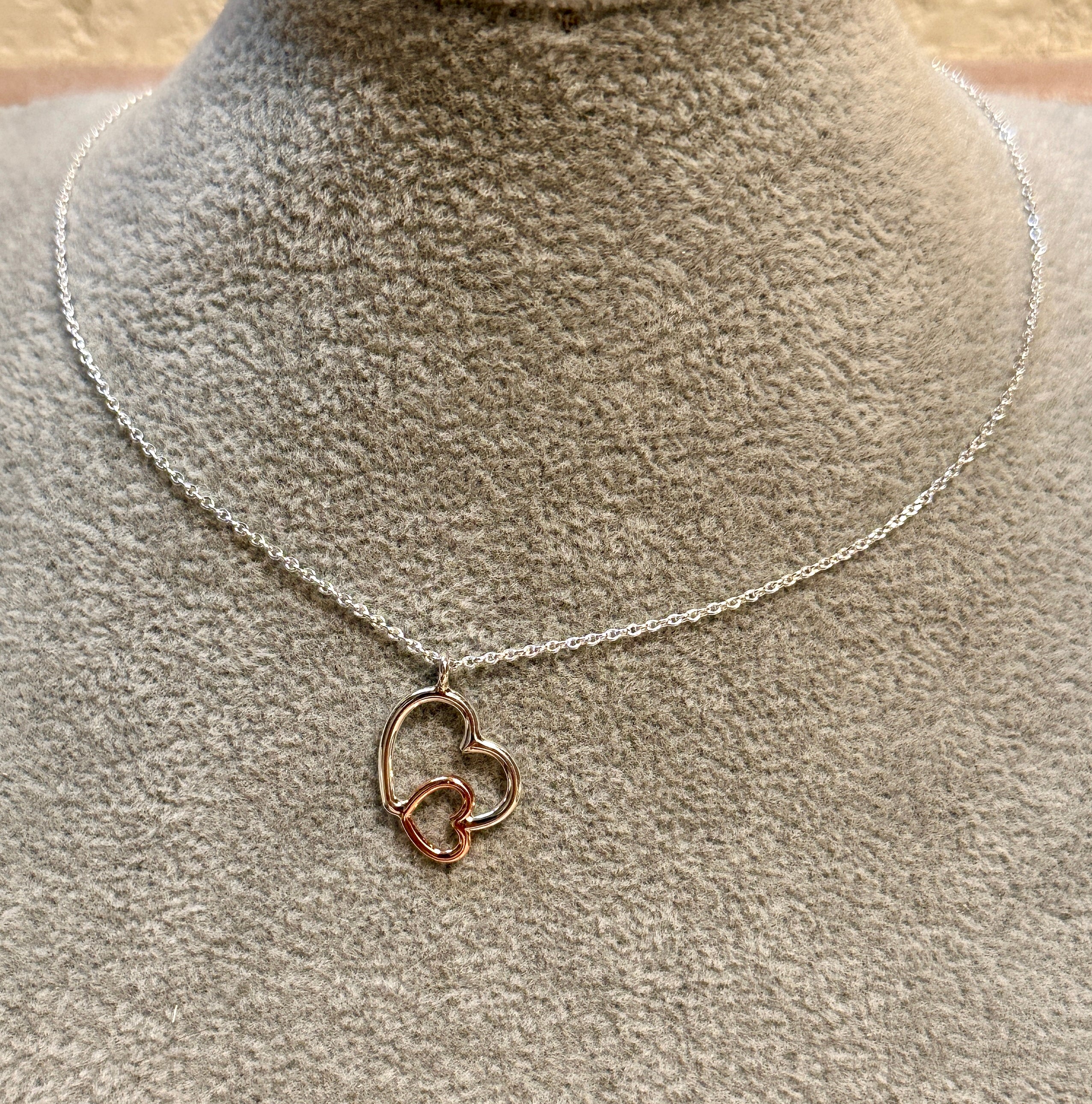 Sterling Silver & Copper Hearts Necklace