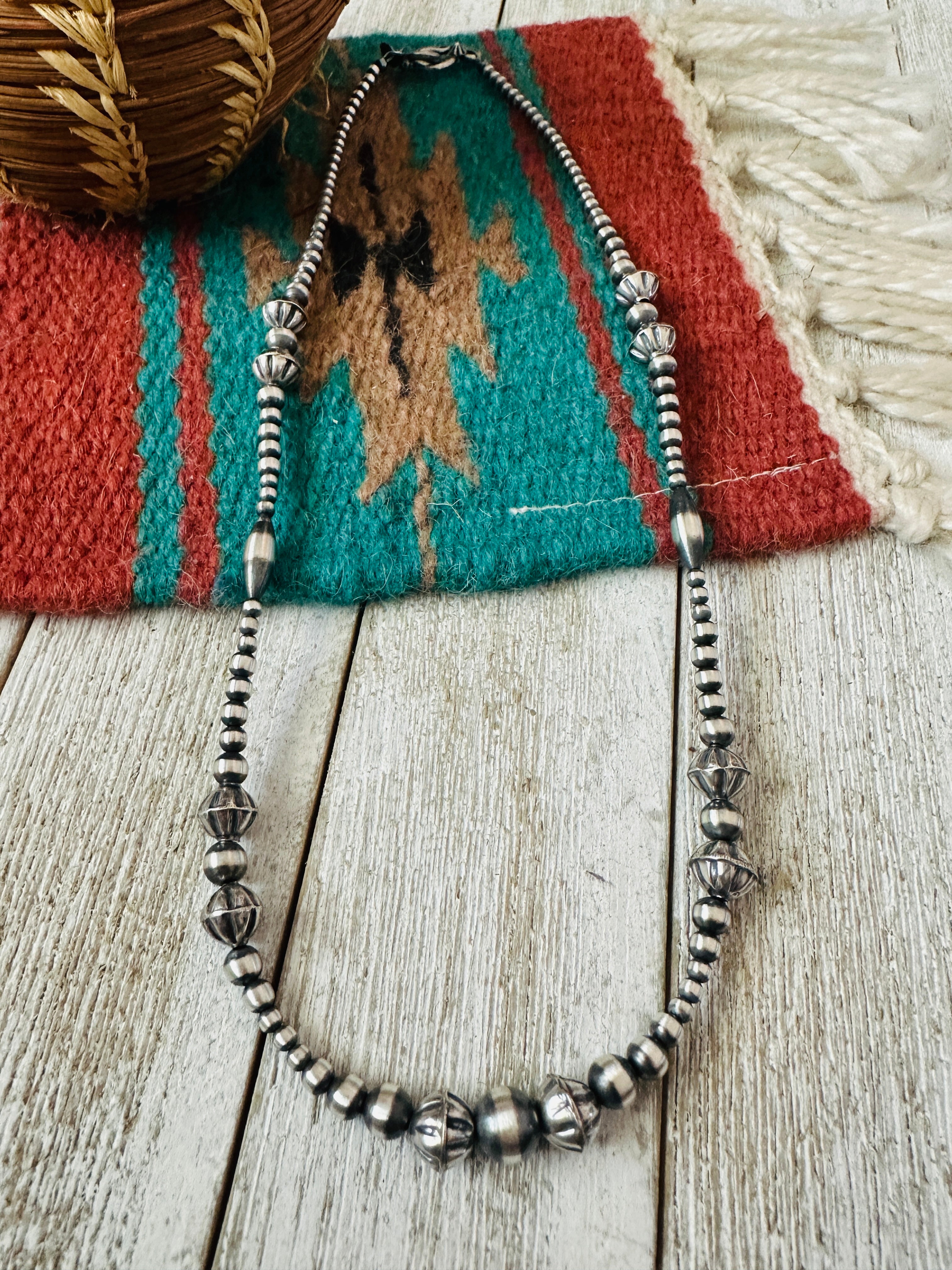 Handcrafted Sterling Silver Pearl Beaded Necklace