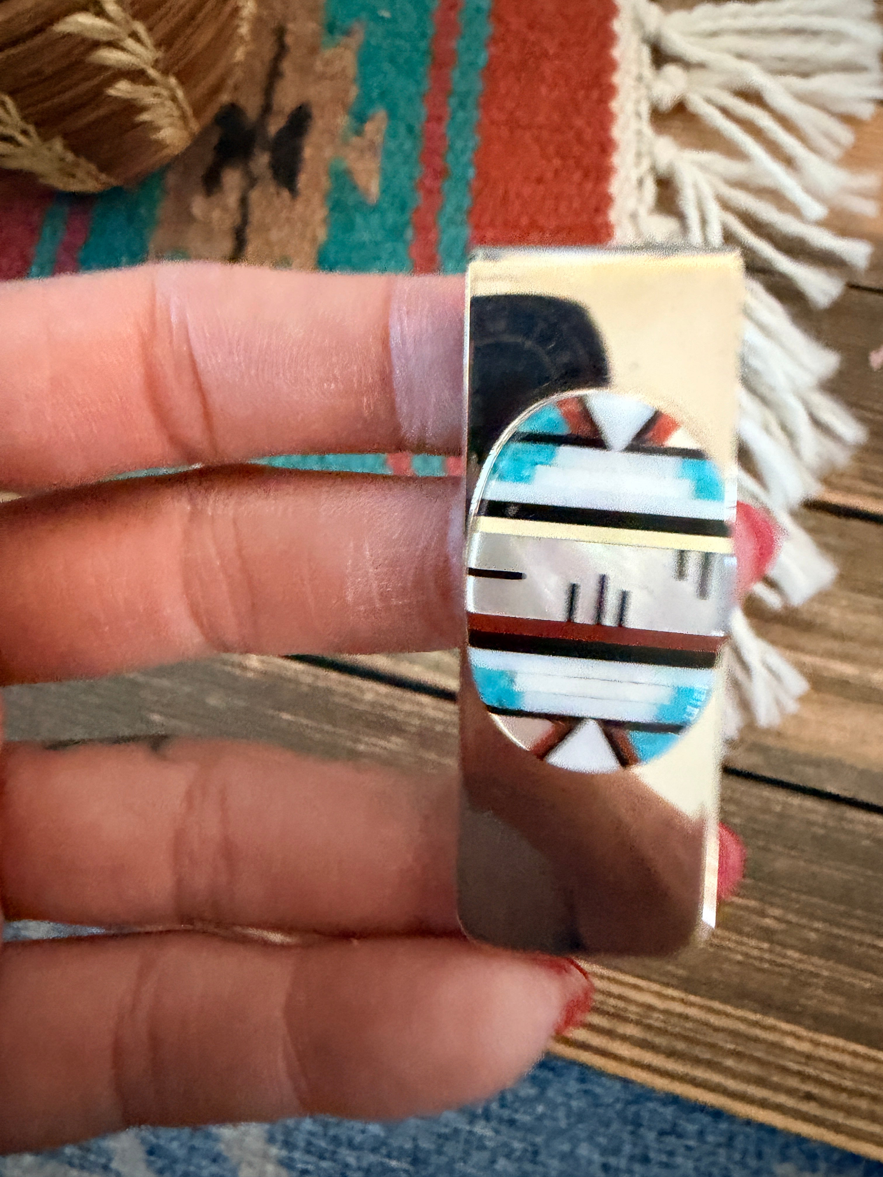 Handcrafted Multi Stone & Sterling Silver Inlay Money Clip