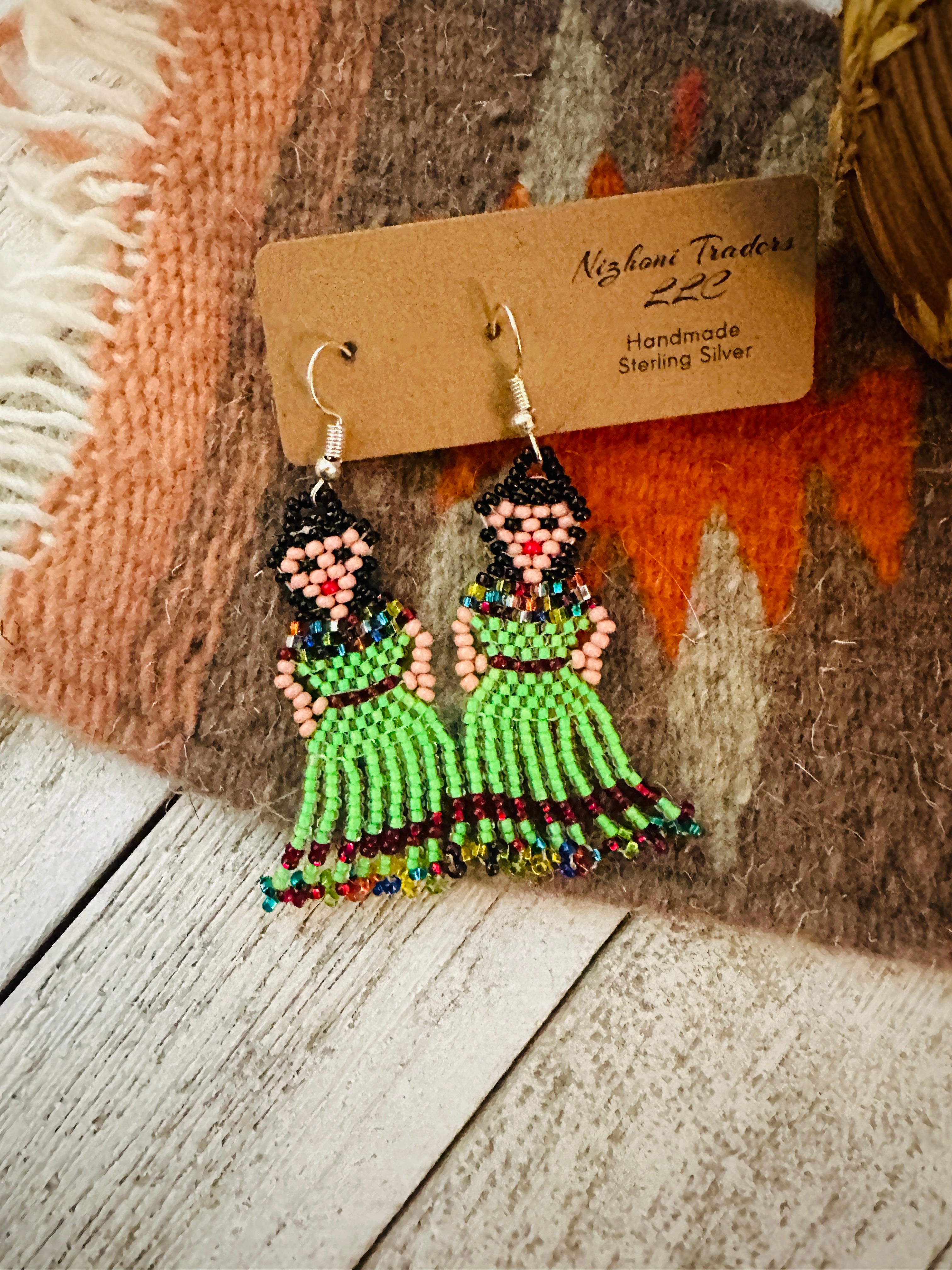 Native American Beaded Earrings Inspired. Multicolor Long Earrings. factory Beadwork, LLK05