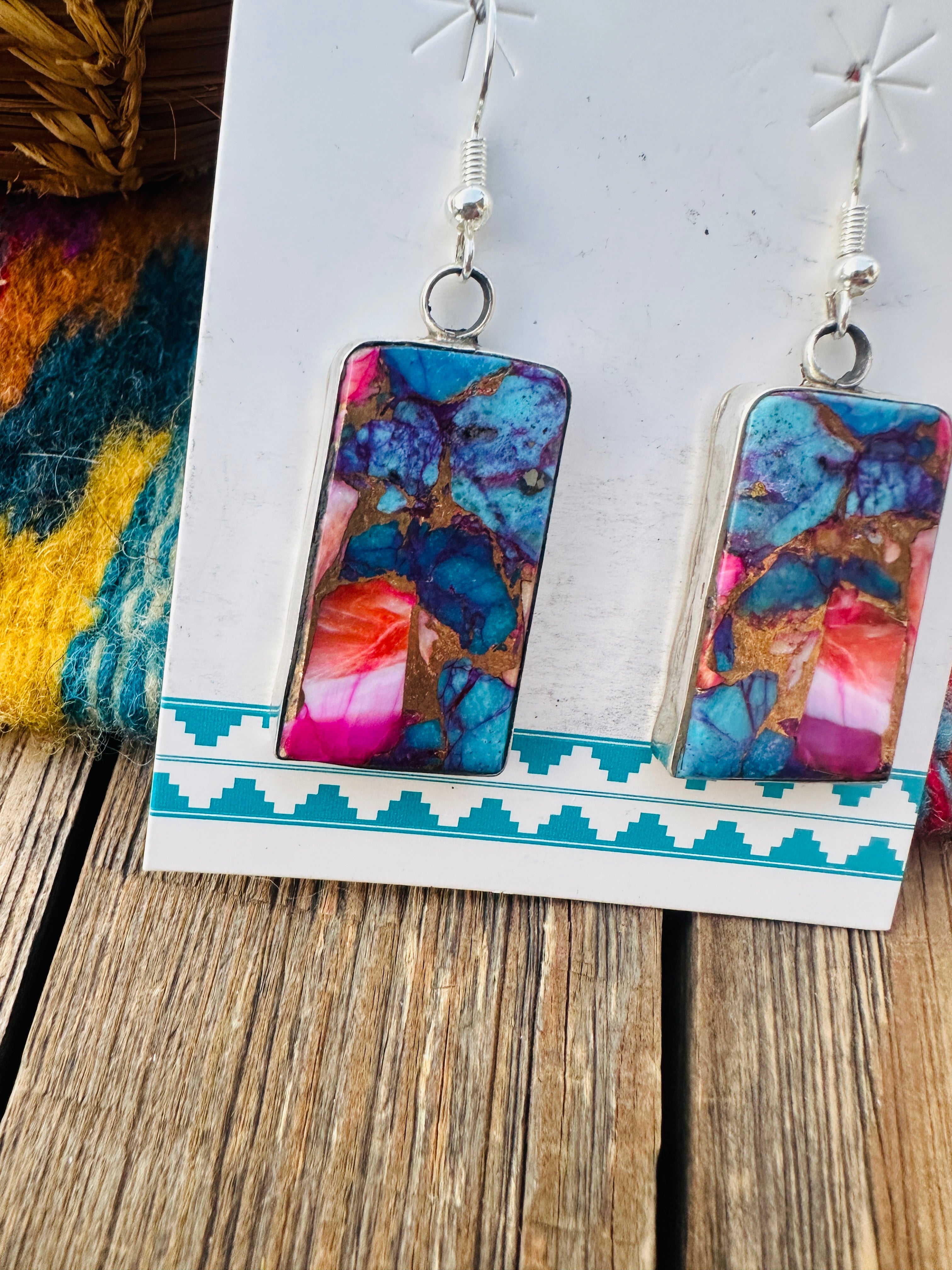 Handcrafted Pink Dream Mojave & Sterling Silver Dangle Earrings by Jacqueline Silver