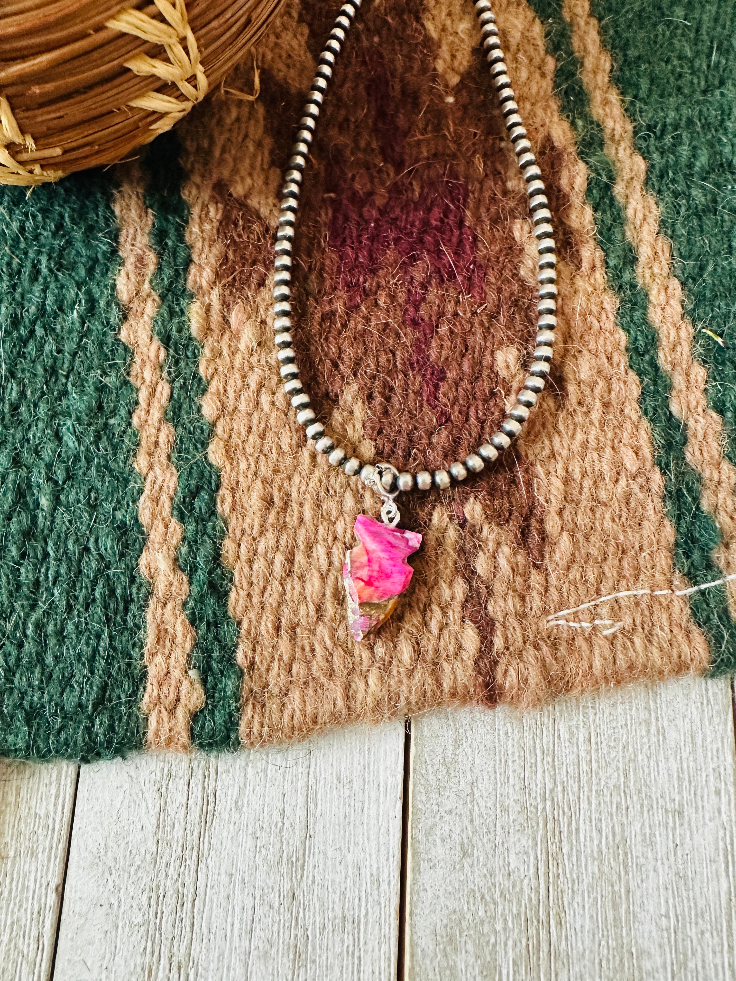 Handcrafted Hand Carved Pink Mojave Arrowhead Charm