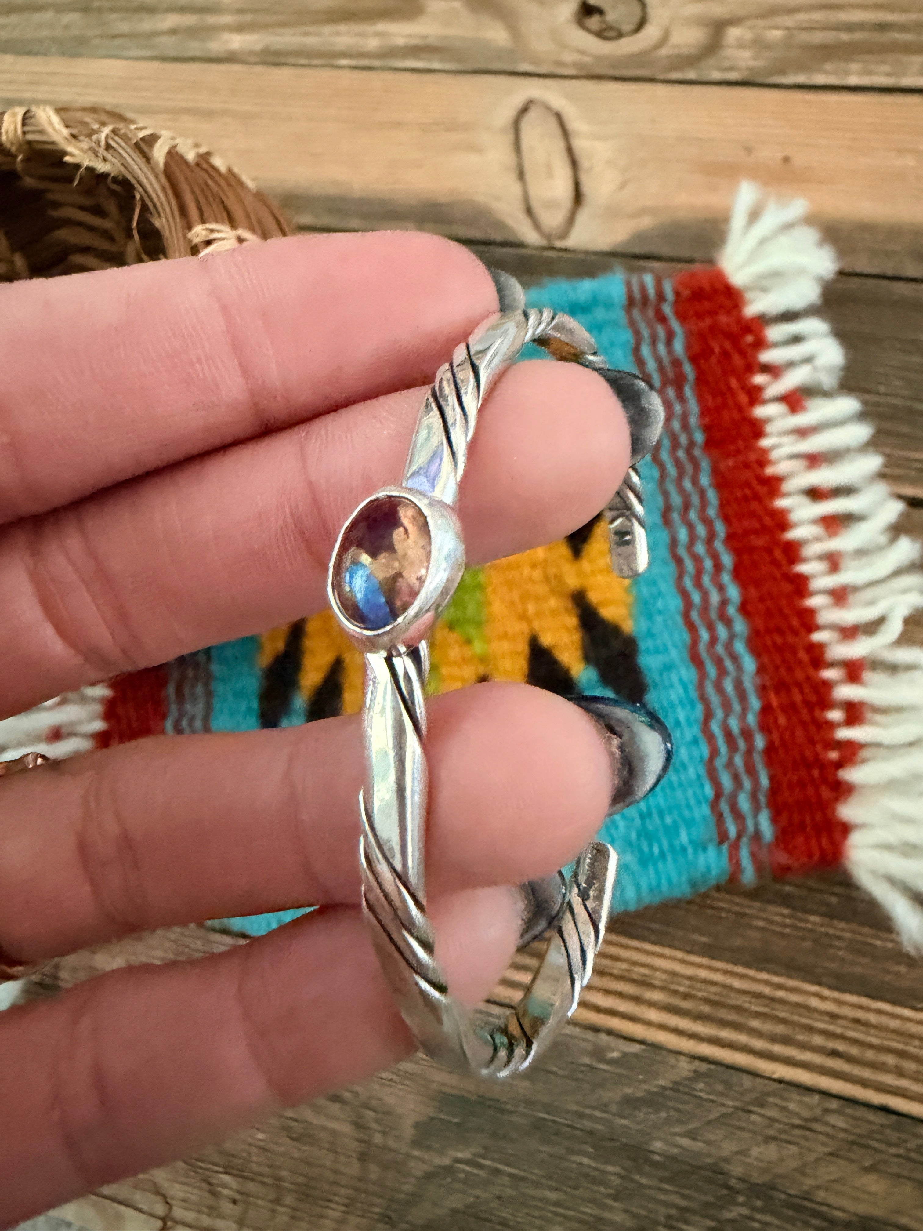 Handcrafted Pink Dream Mojave & Sterling Silver Cuff Bracelet