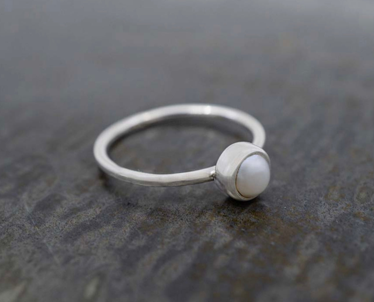 Petite White Pearl Sterling Silver Ring
